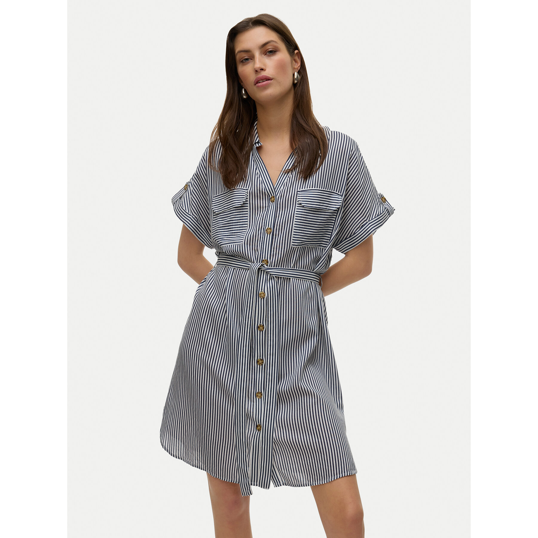 Vero Moda Hemdkleid Bumpy 10325828 Dunkelblau Loose Fit