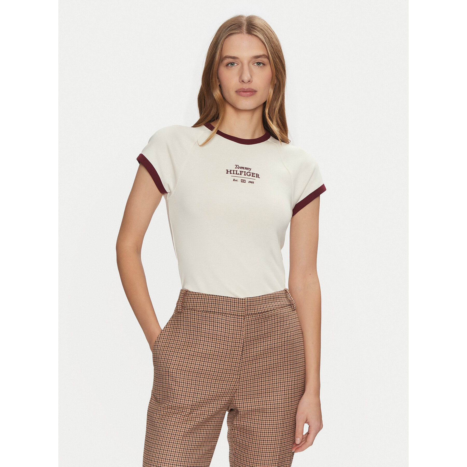 Tommy Hilfiger T-Shirt WW0WW43898 Μπεζ Slim Fit