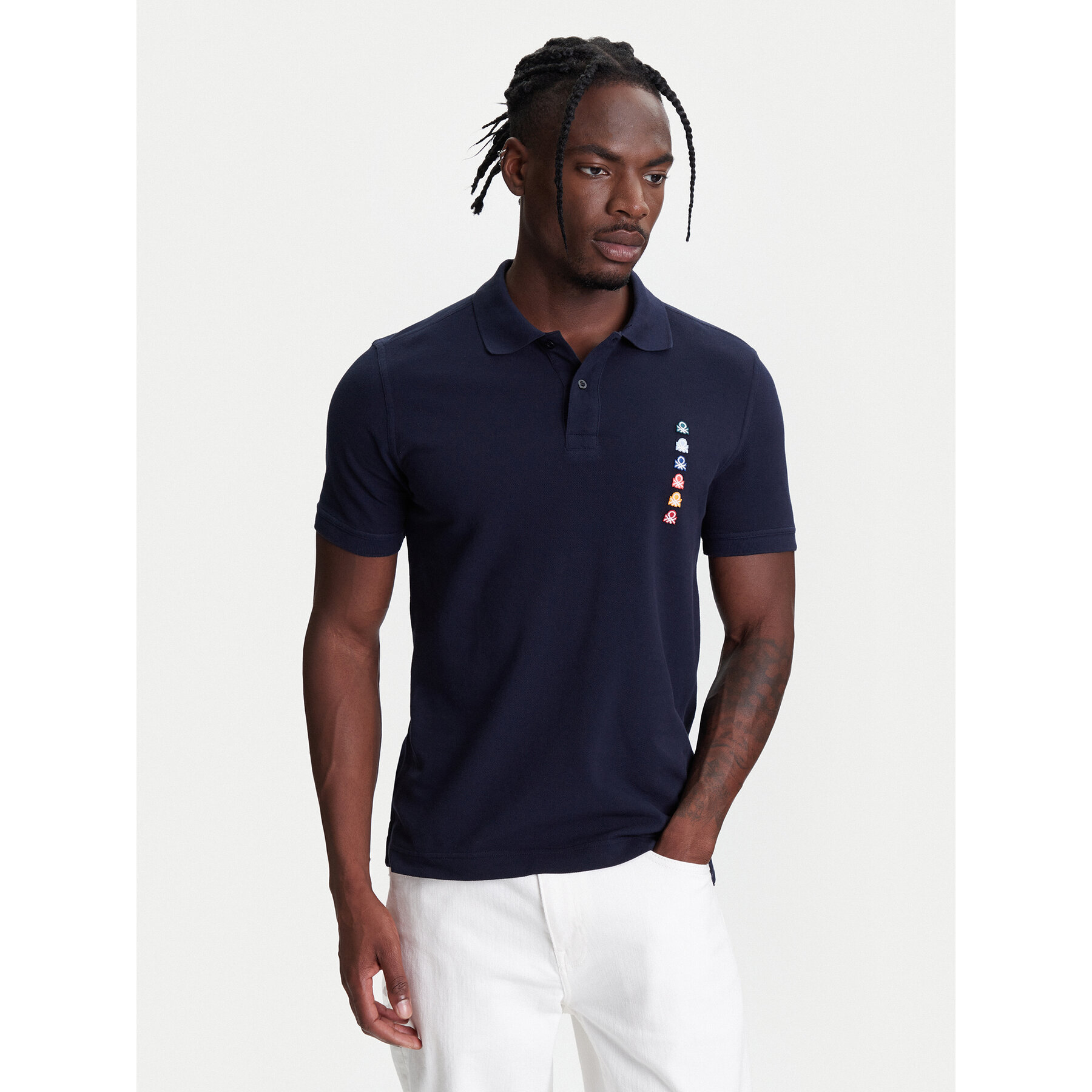 United Colors Of Benetton Pólóing 3089U302J Sötétkék Regular Fit