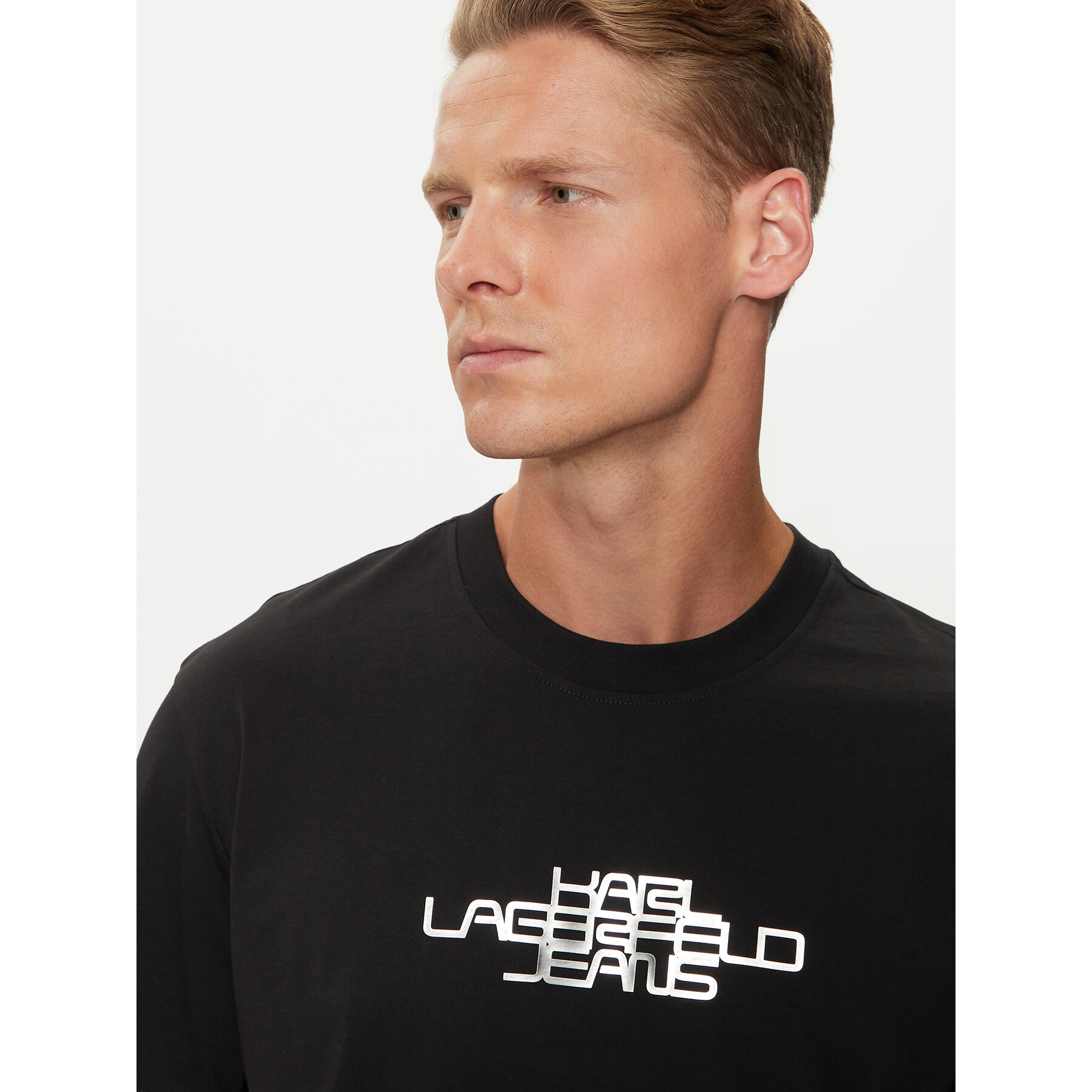 Karl Lagerfeld Jeans T-Shirt 246D1700 Μαύρο Regular Fit