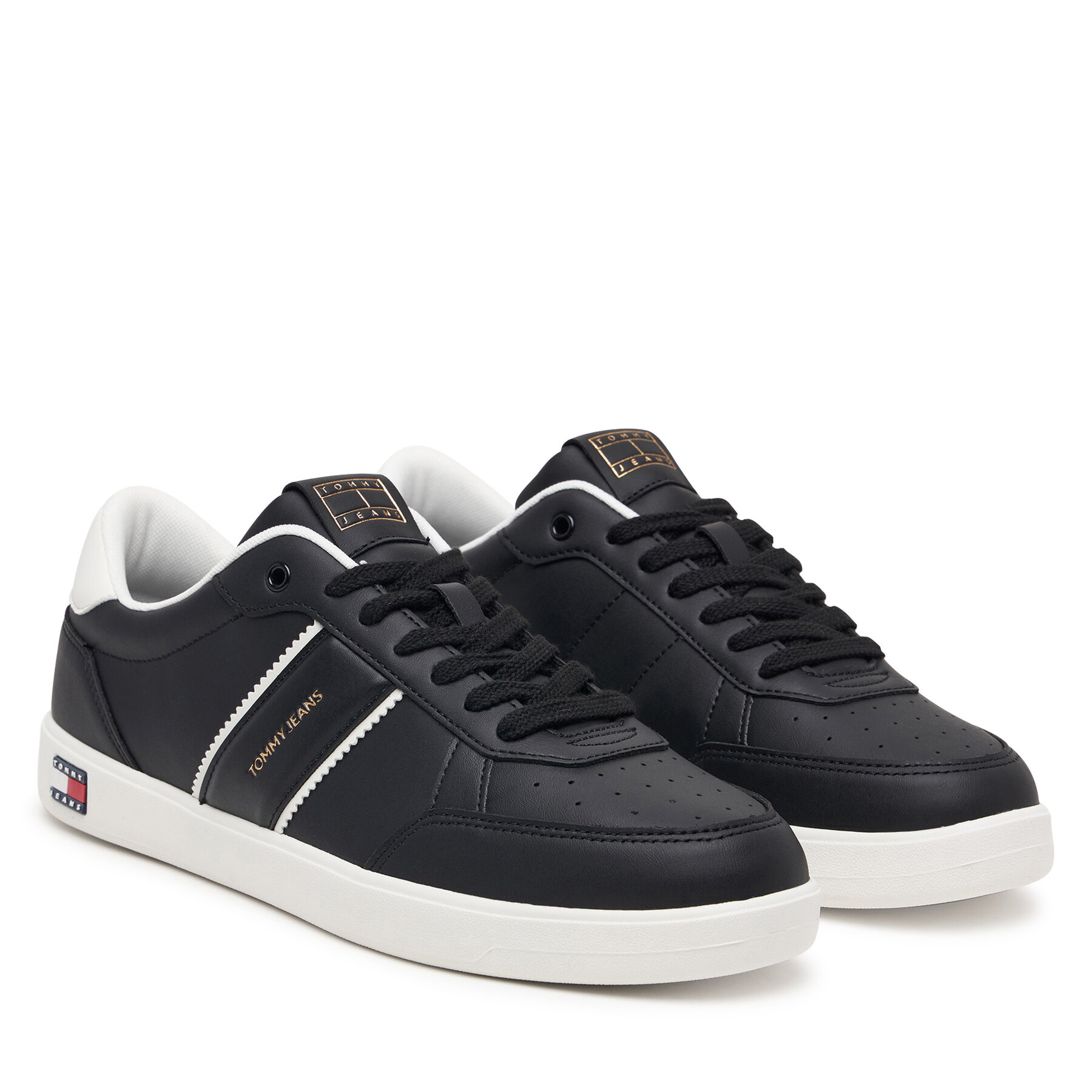 Tenisice Tommy Jeans Lightweight Flag Leather Court EM0EM01758 Crna