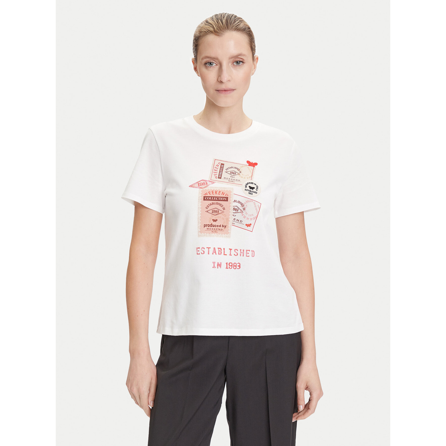 Weekend Max Mara T-shirt Ara 2525976041 Bianco Regular Fit