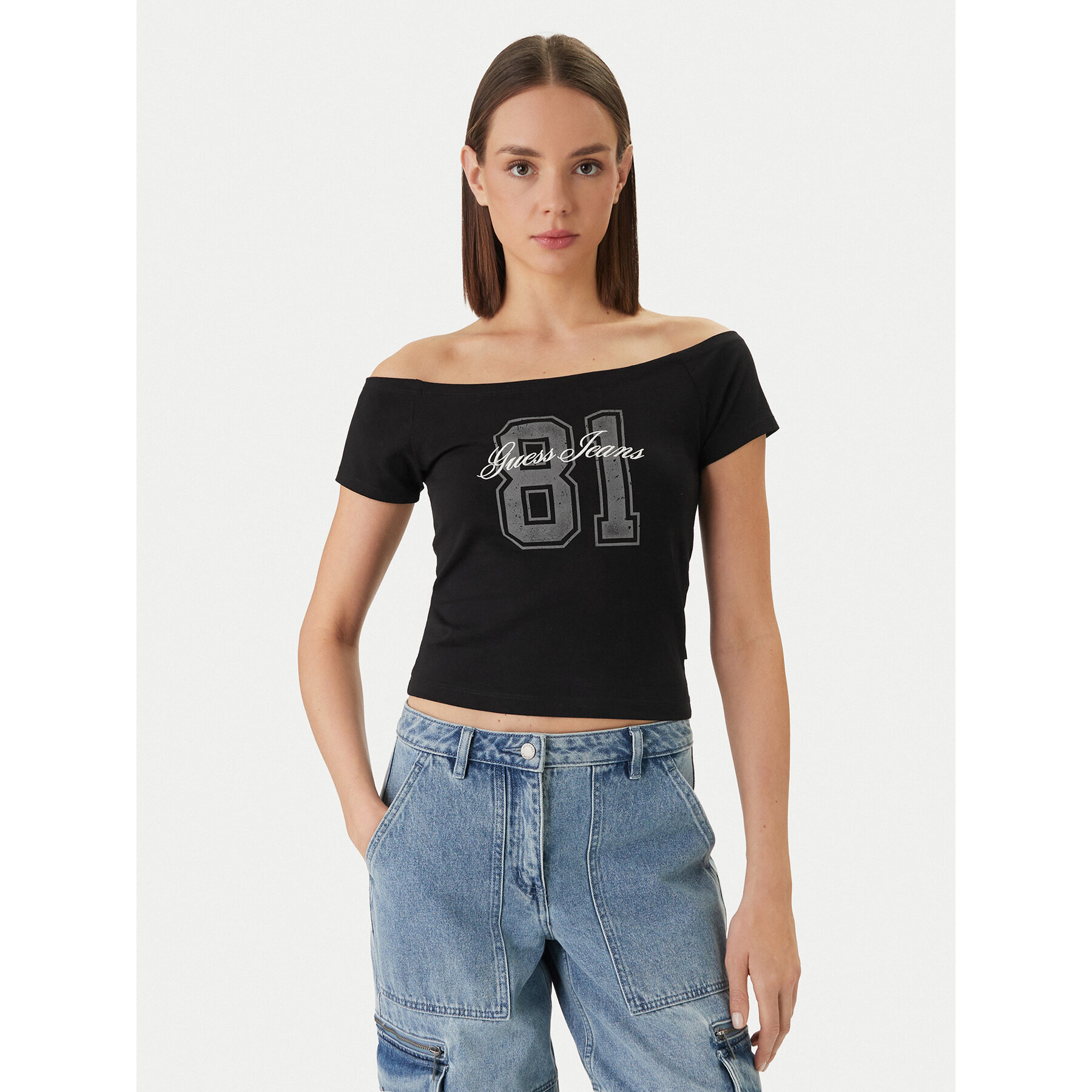 Guess Jeans T-Shirt W6GI07 J1314 Μαύρο Regular Fit