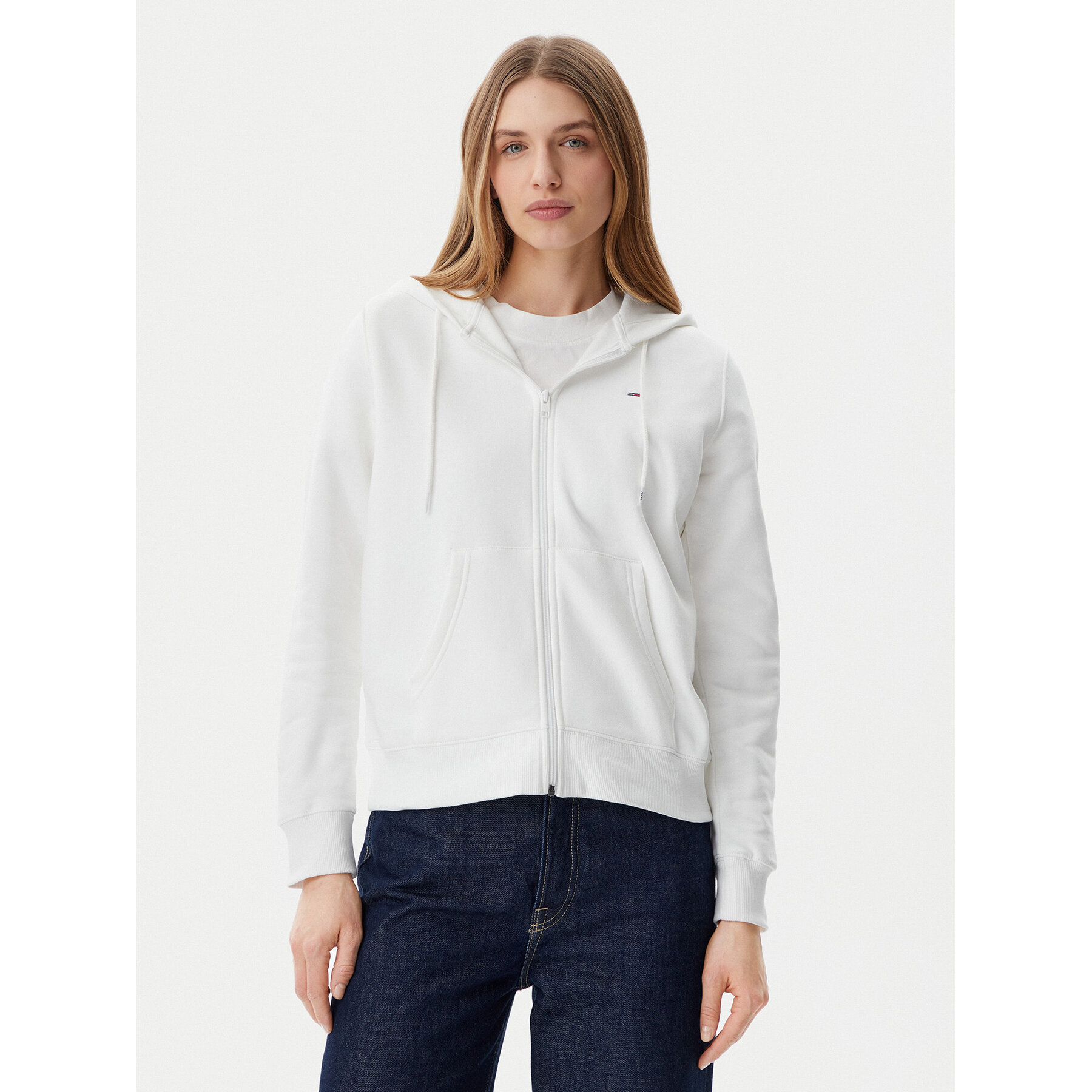 Tommy Jeans Sweatshirt Flag DW0DW19729 Weiß Regular Fit