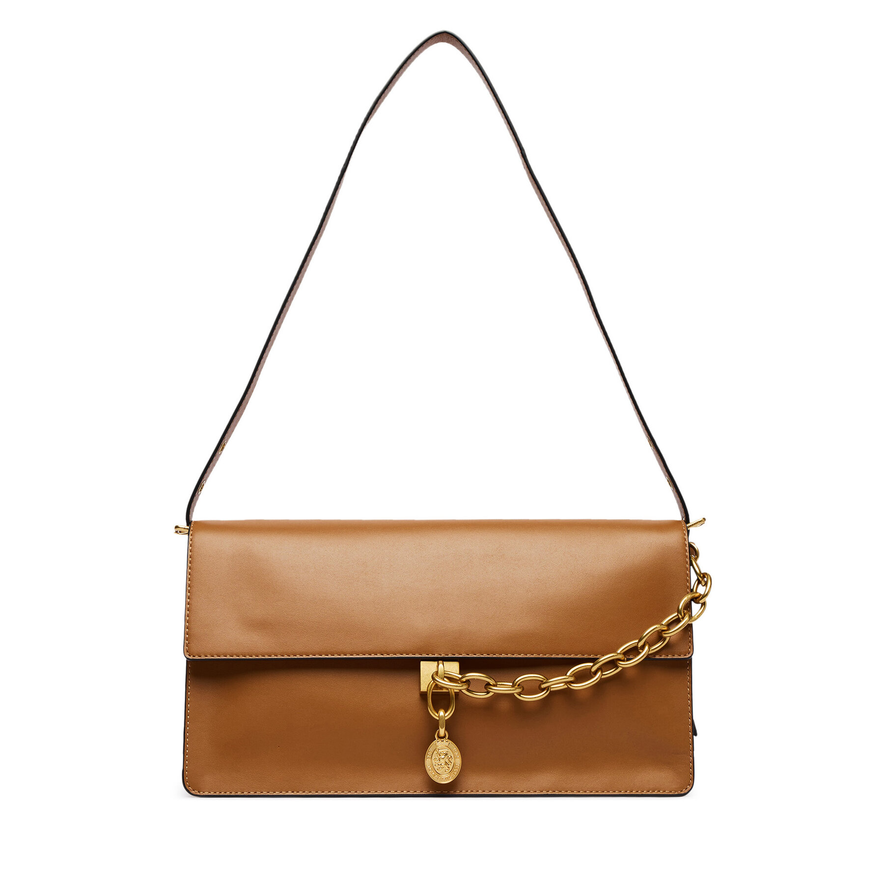 Kabelka Tommy Hilfiger Crest Leather Conv Shoulder Bag AW0AW19015 Hnedá