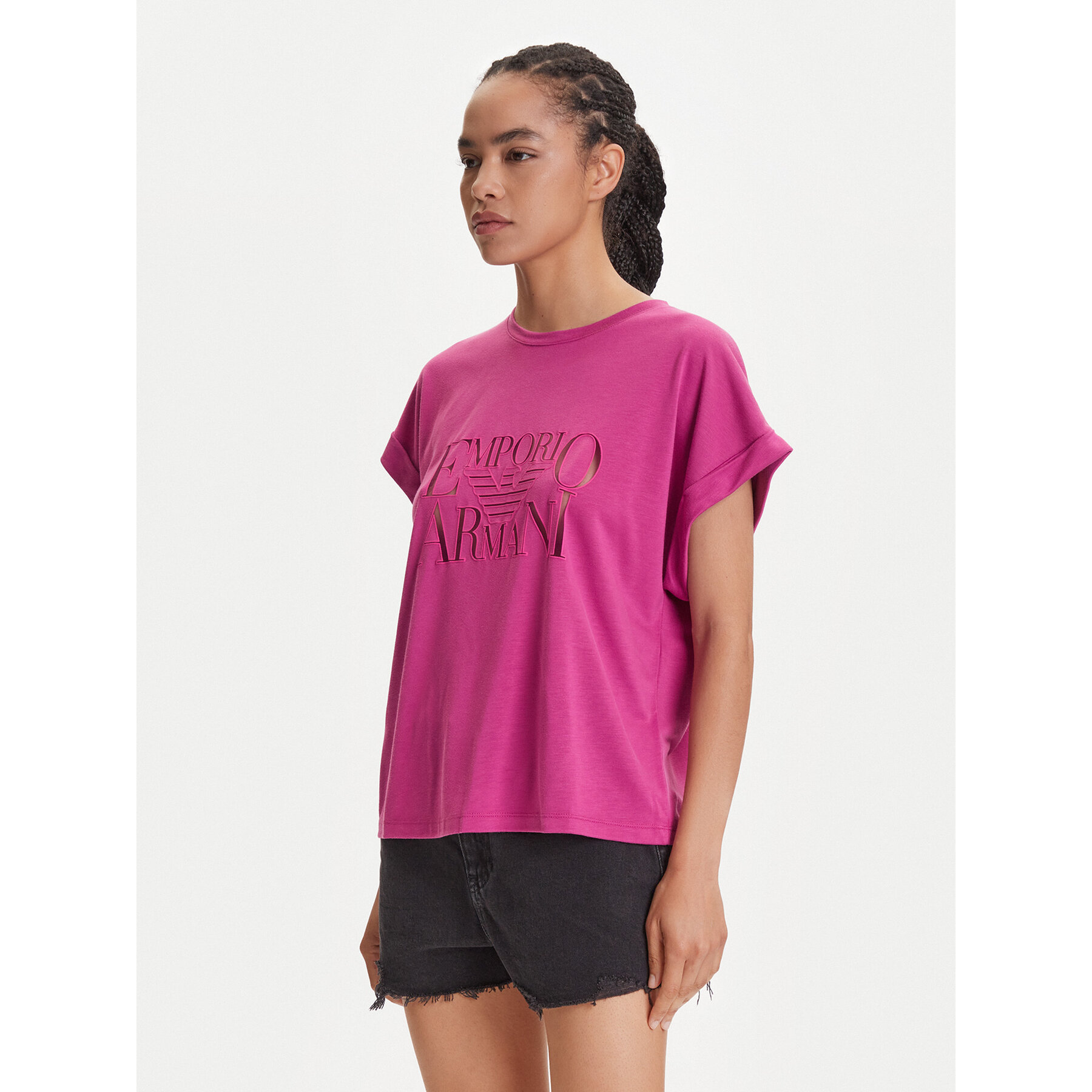 Emporio Armani Póló EW000616 AF12187 UA227 Rózsaszín Loose Fit