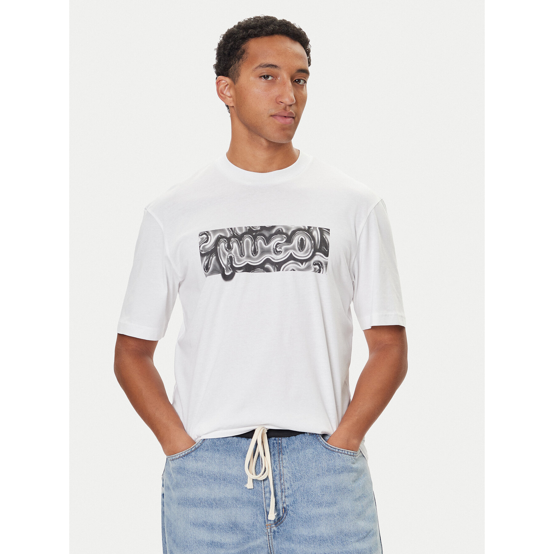 HUGO T-Shirt Nedirix 50549162 Weiß Regular Fit