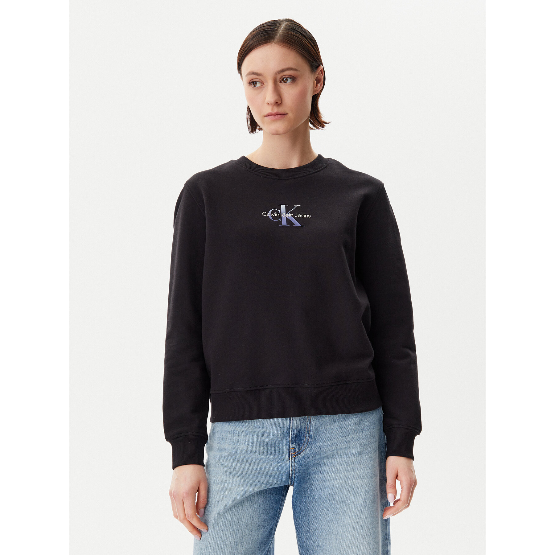 Calvin Klein Jeans Sweatshirt Gradient Monologo J20J225360 Schwarz Regular Fit