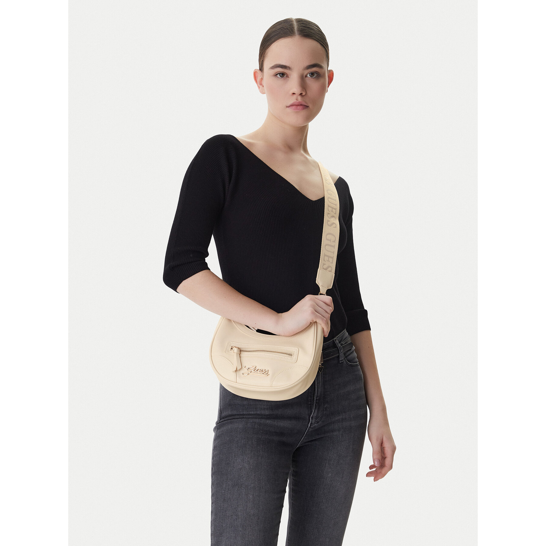 Geantă Guess J6RZ06 WH8M0 Écru