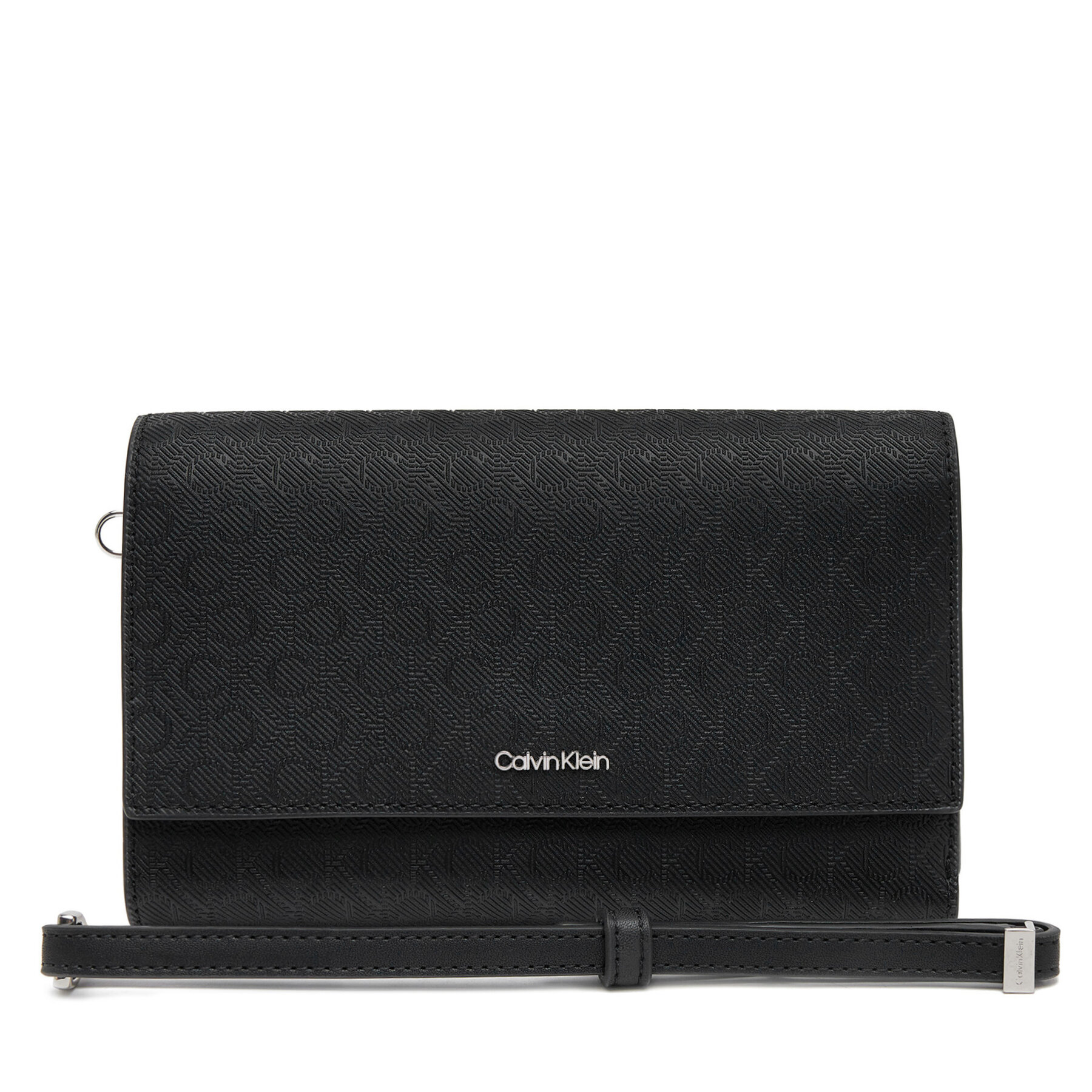 Duży Portfel Damski Calvin Klein Czarny Ck Must Xl Trifold W/Wristel_Mn K60K612940