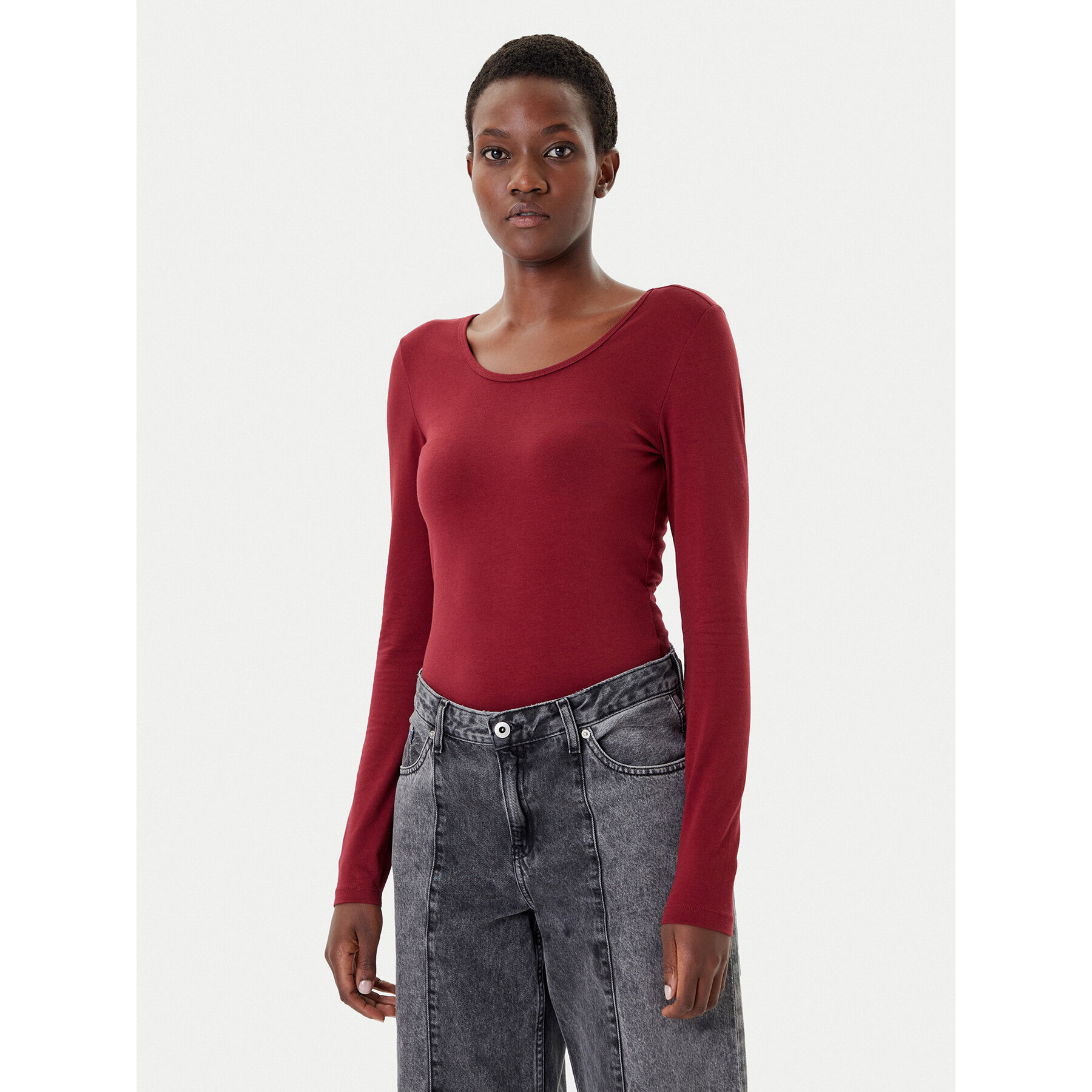 ONLY Bluse Live Love 15204712 Dunkelrot Stretch Fit