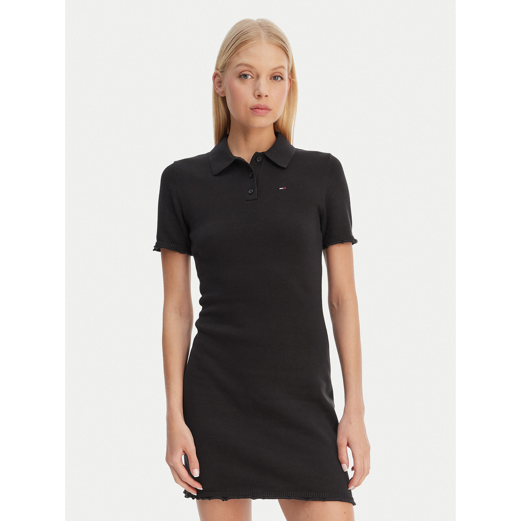 Tommy Jeans Kleid für den Alltag Lettuce DW0DW22336 Schwarz Slim Fit