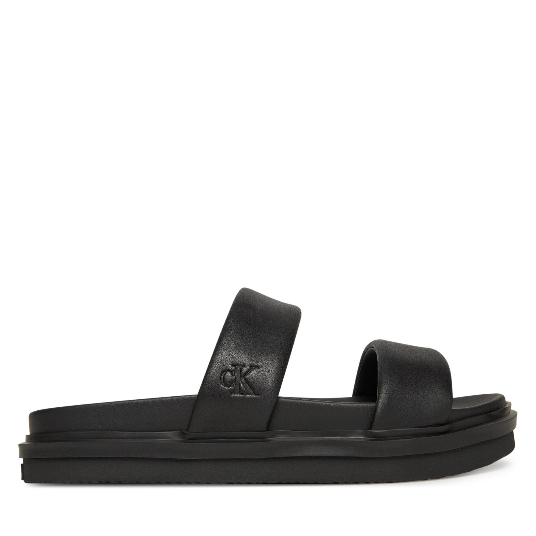 Ciabatte Calvin Klein Jeans Flat Molded Doublebar Sandal Lth YM0YM01226 Nero