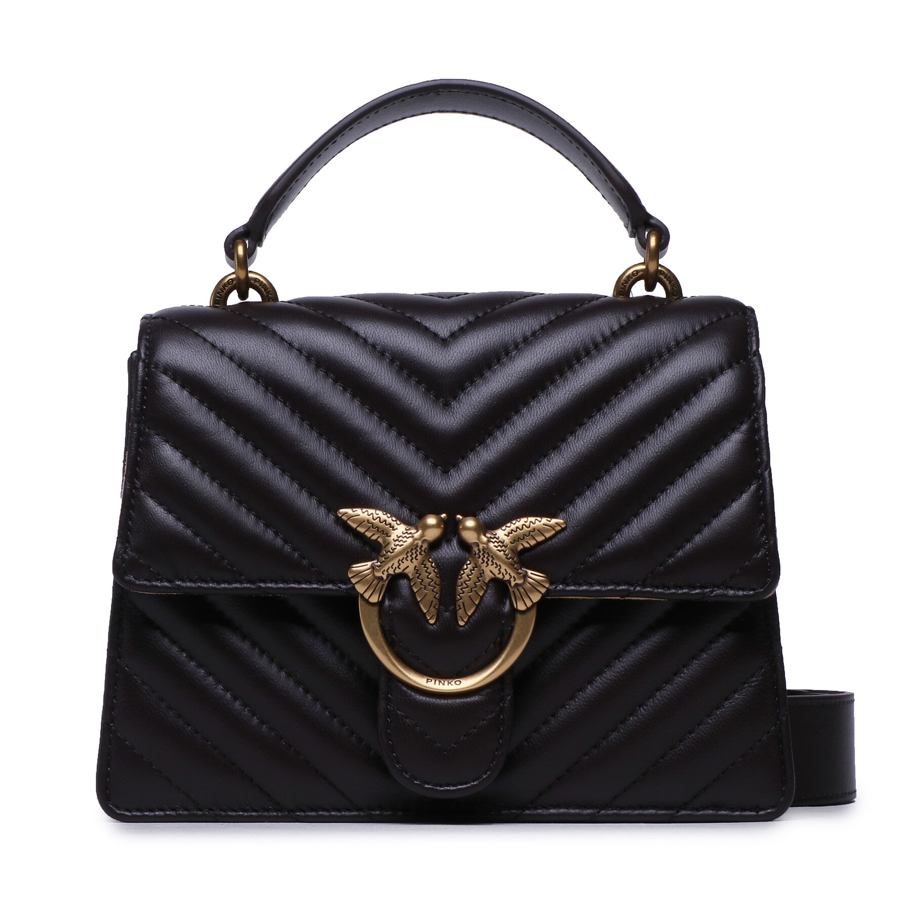 Geantă Pinko Love One Top Handle Mini Light PE 23 PLTT 100071 A0GK Dark Brown M04Q 100071 imagine noua 2022