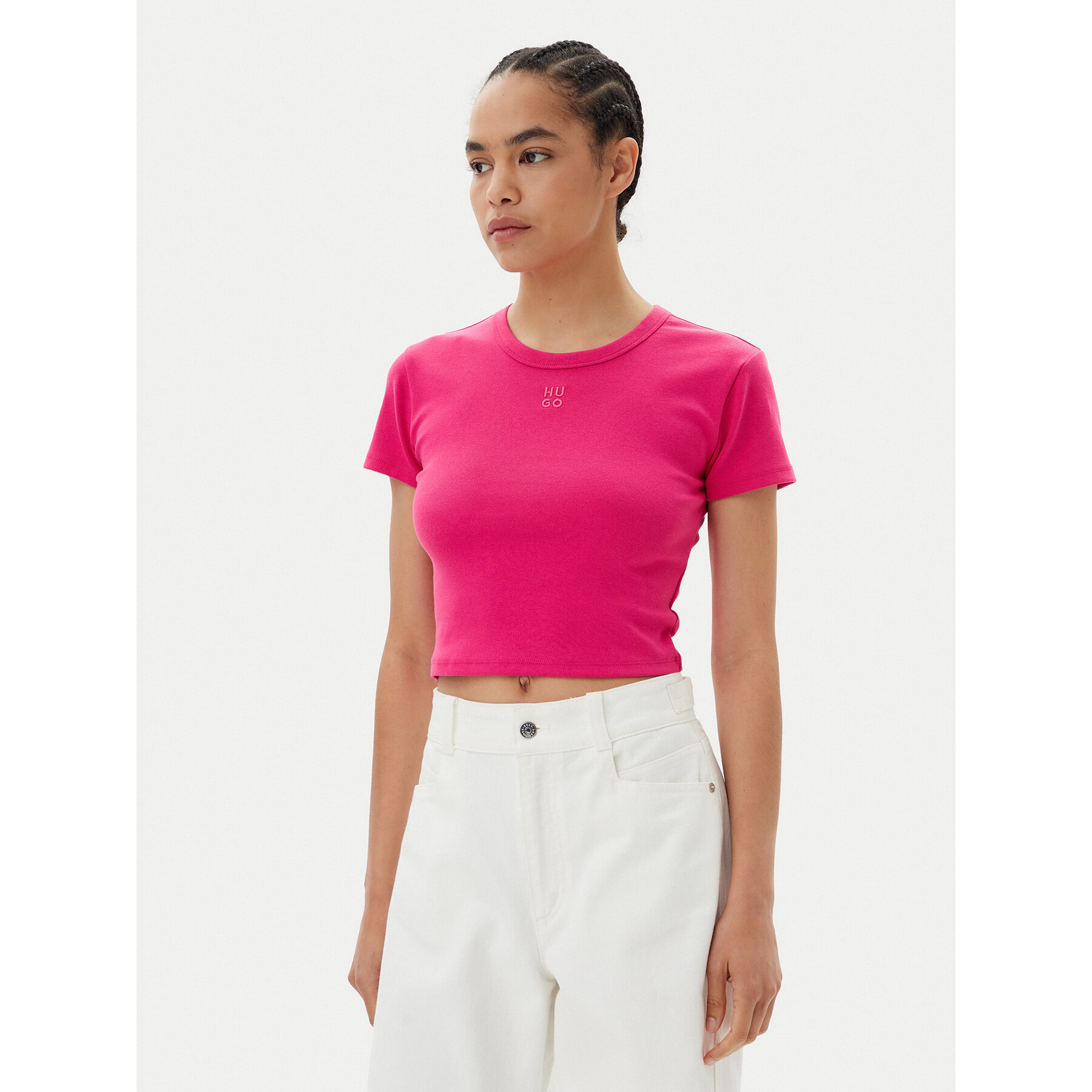 HUGO Póló Delanor 50512000 Rózsaszín Slim Fit