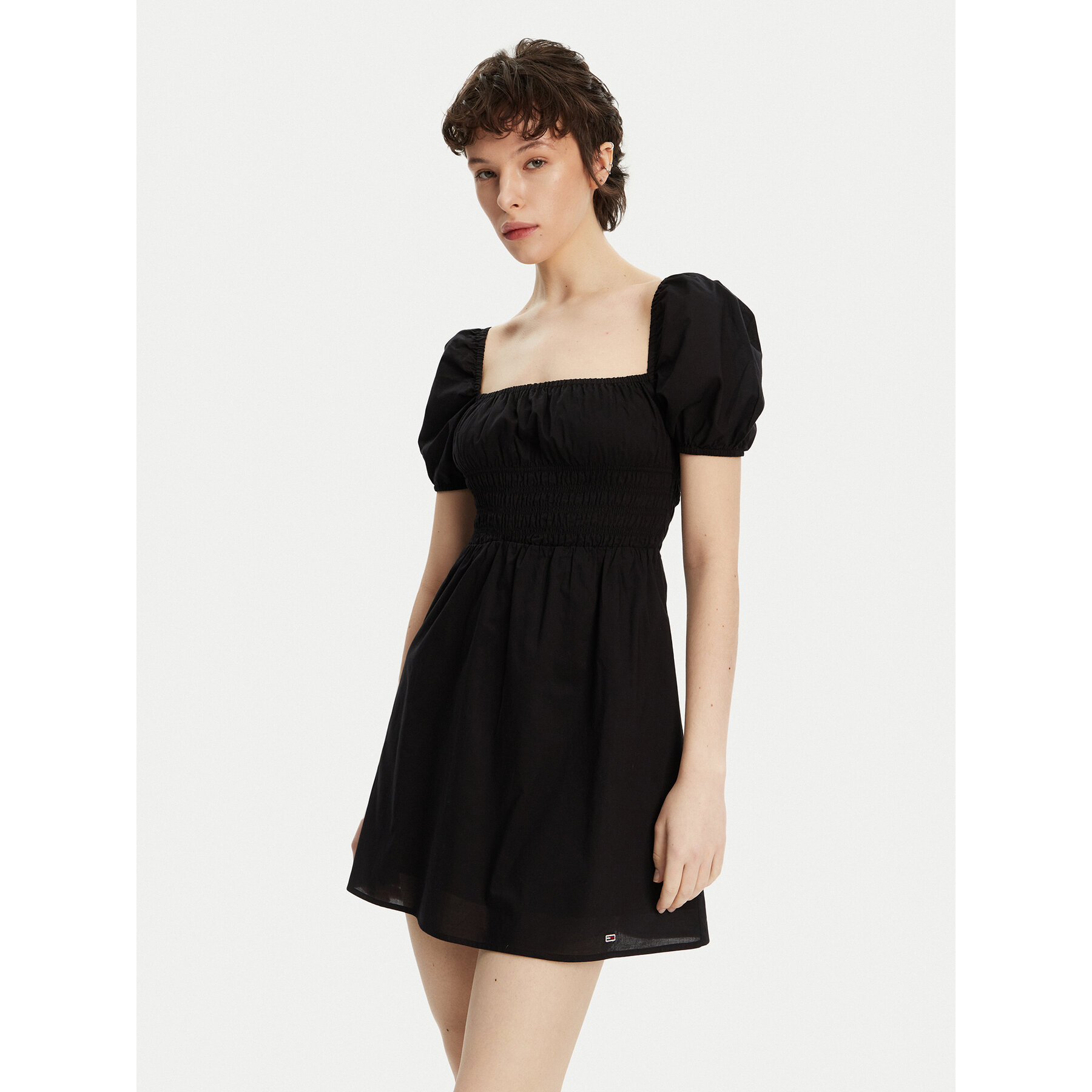 Tommy Jeans Sommerkleid Voile DW0DW21334 Schwarz Regular Fit