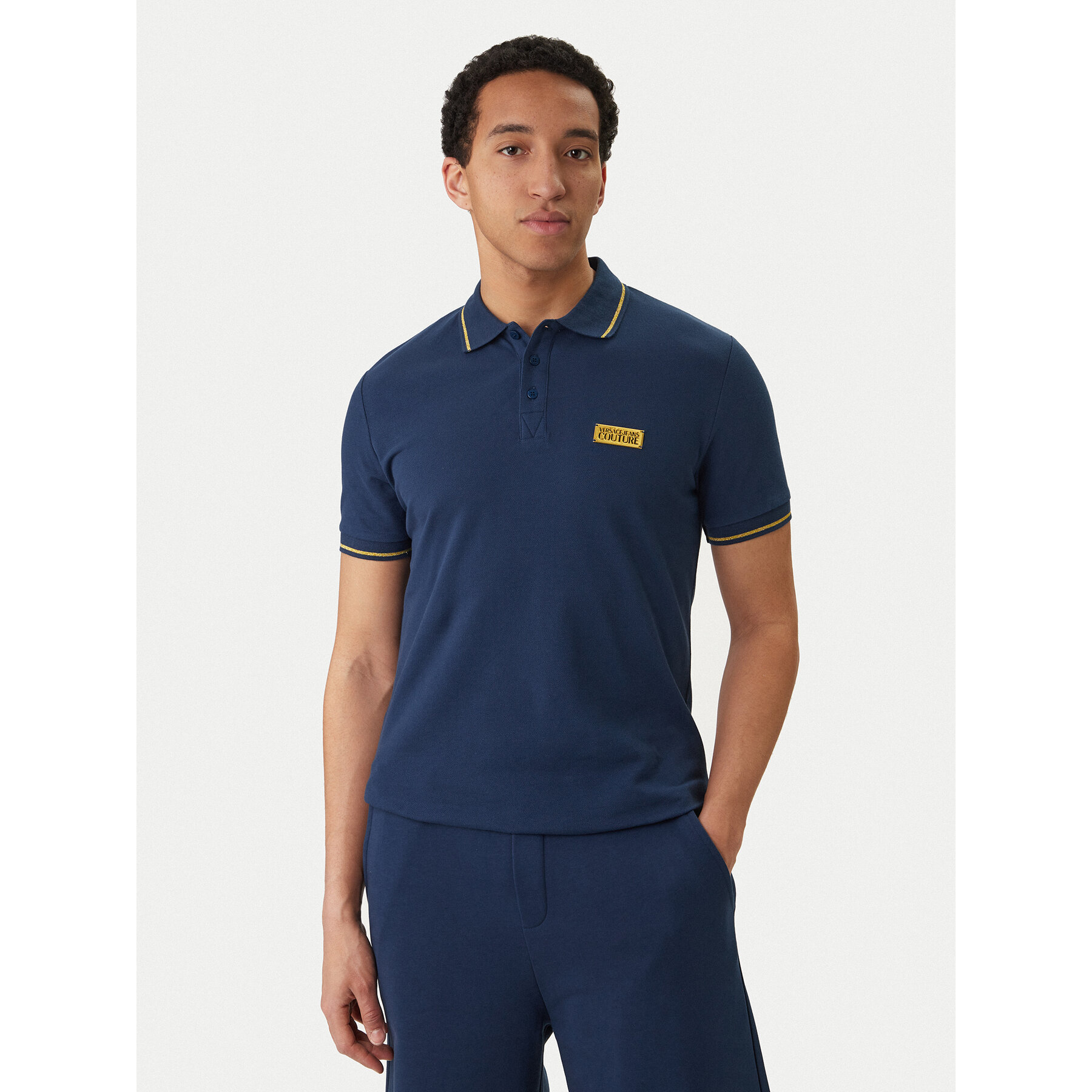 Versace Jeans Couture Poloshirt 80GAGT05 CJ01T Dunkelblau Slim Fit