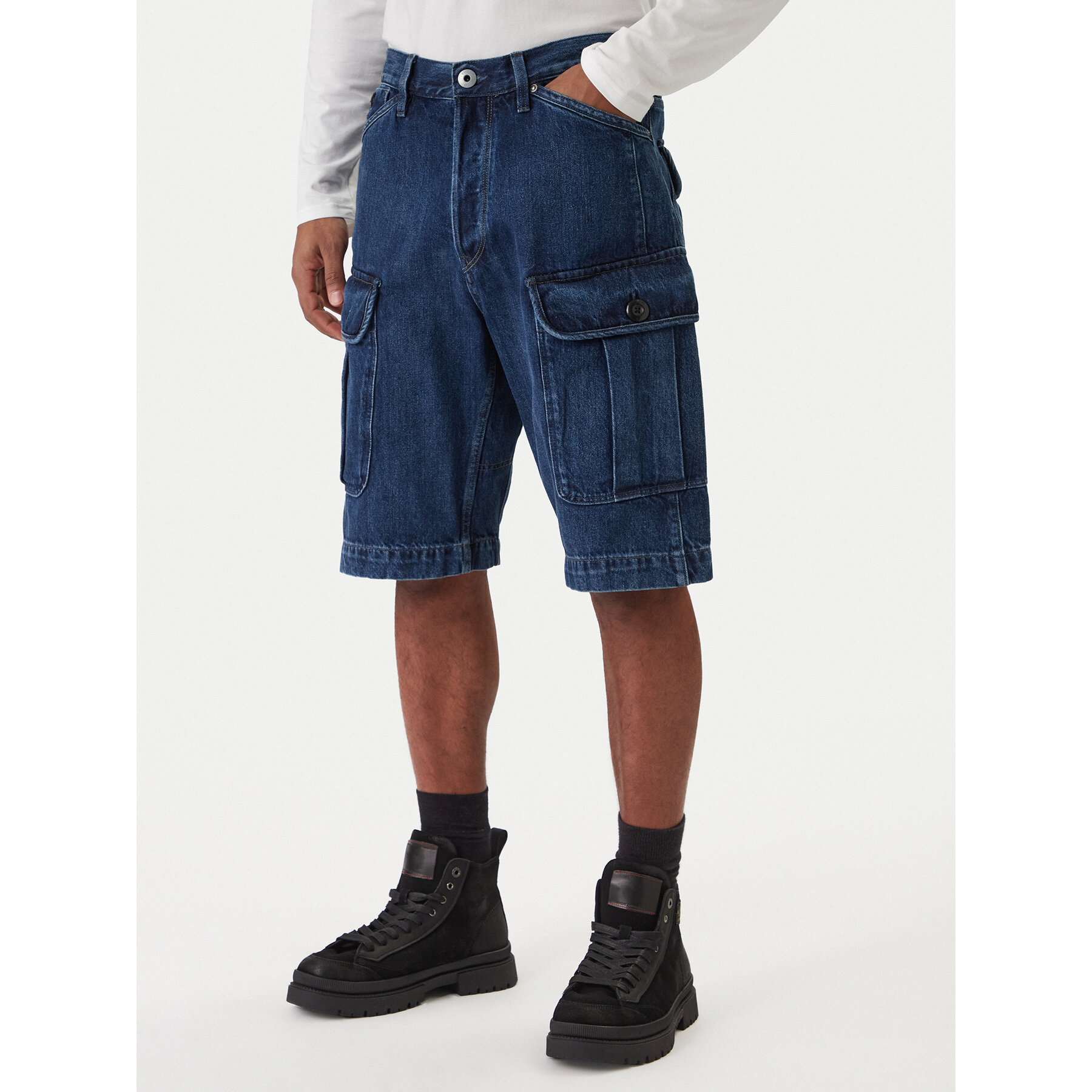 G-Star Raw Kratke traperice Bend 3D Cargo D26528-D788 Tamnoplava Relaxed Fit