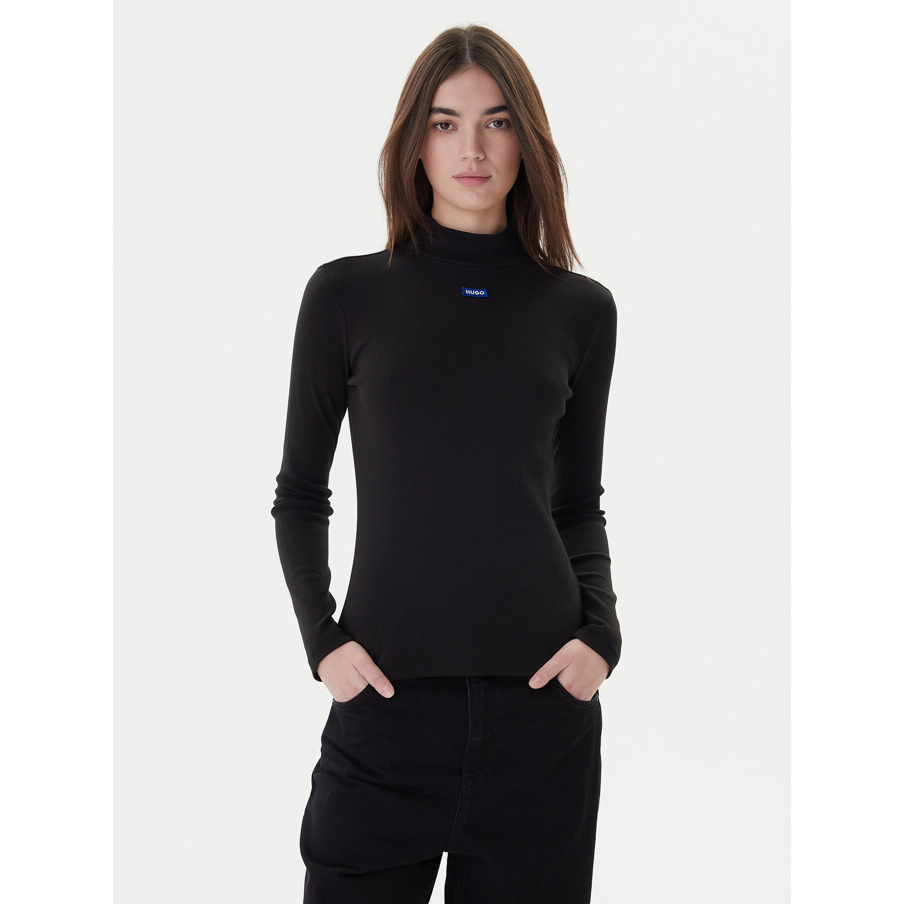 Hugo Rollkragenpullover 50525318 Schwarz Regular Fit