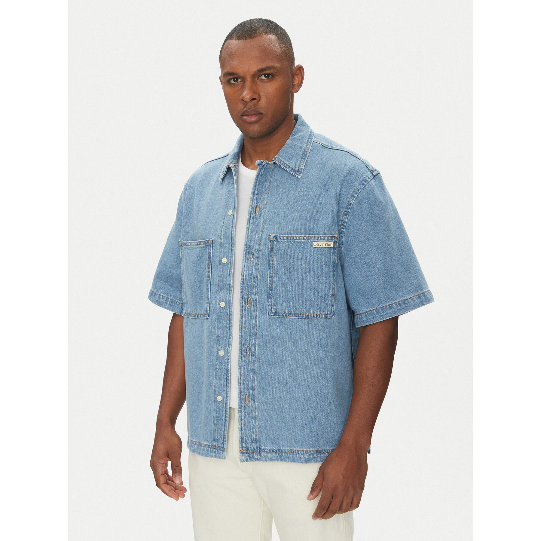 Calvin Klein Jeans Jeanshemd Bowler J30J327512 Blau Relaxed Fit