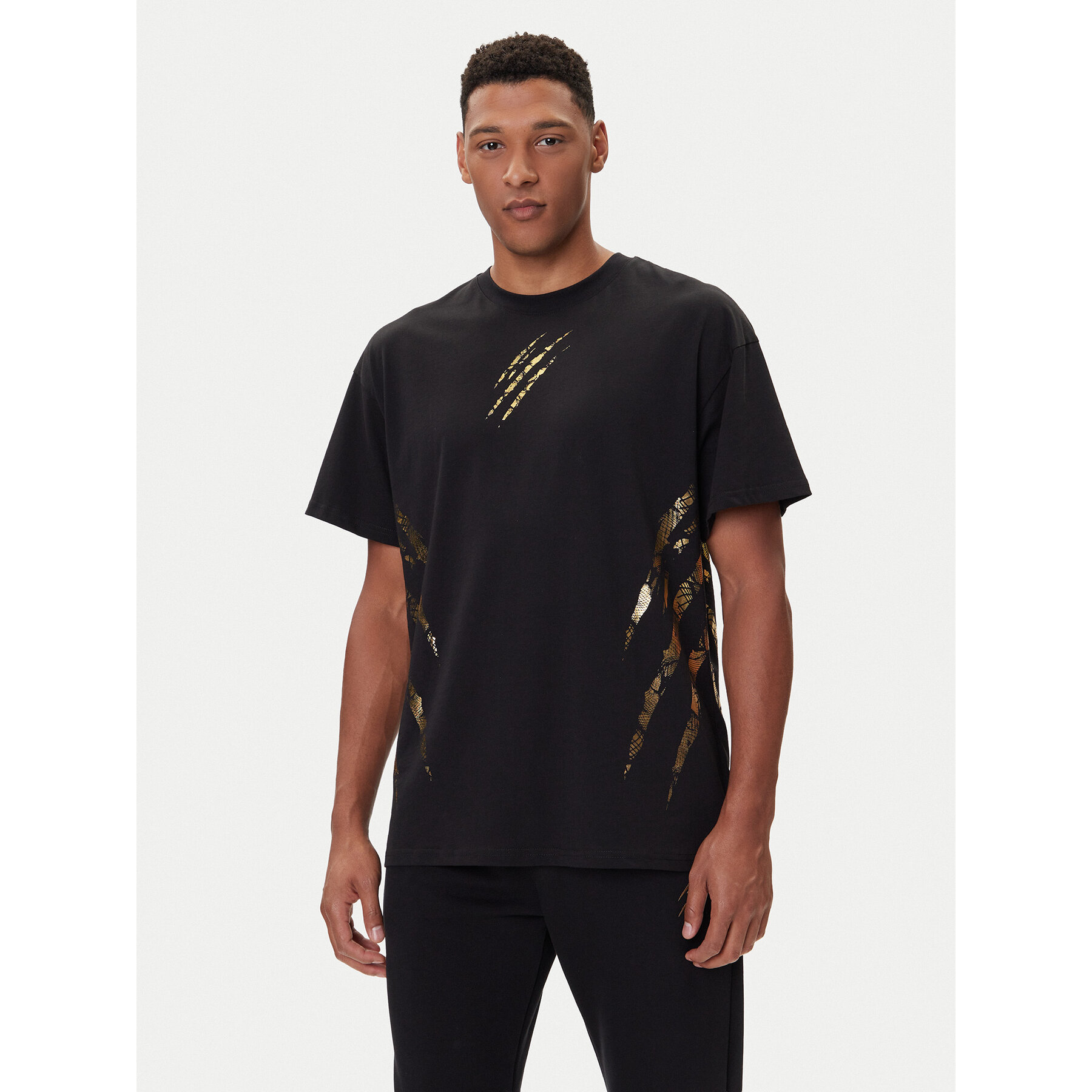 Plein Sport Majica FAEC MTK8358 STE001N Črna Loose Fit