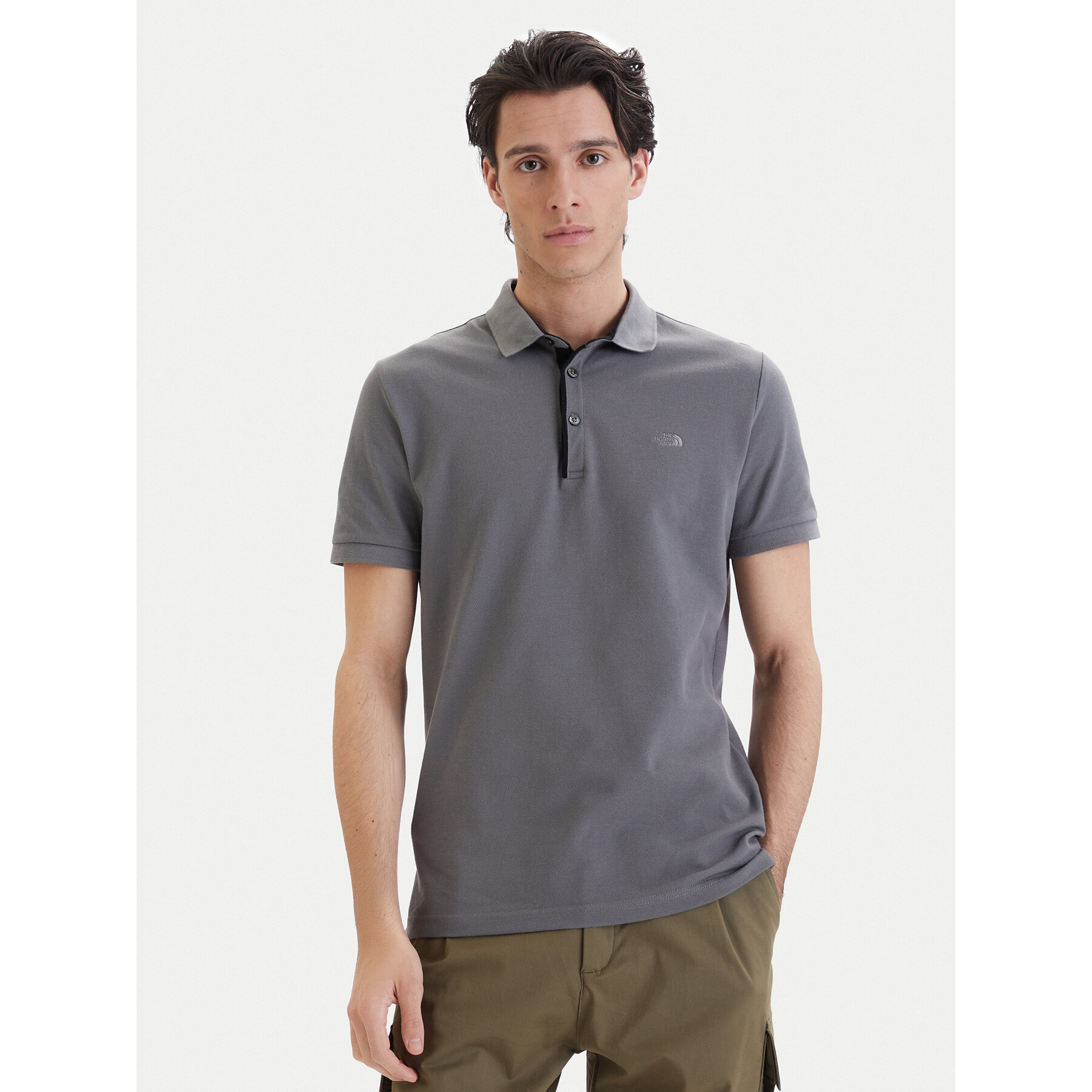 The North Face Polo majica PREMIUM SLIM Siva Slim Fit