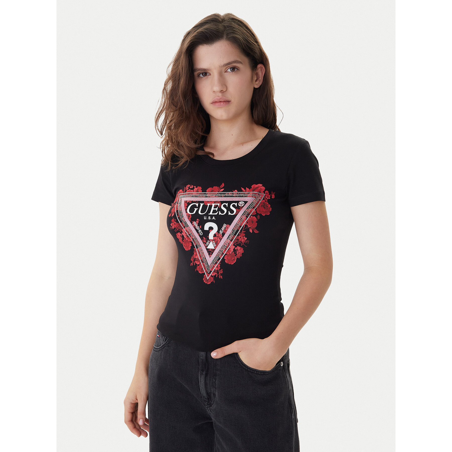 Guess T-Shirt W6RI23 J1314 Schwarz Regular Fit