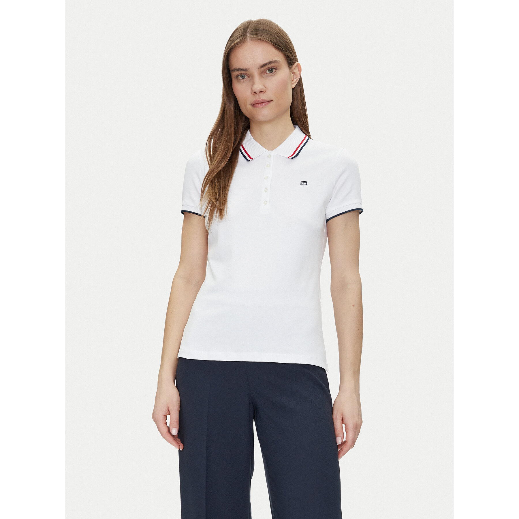 Tommy Hilfiger Polo Feminine Sporty Slim Polo Ss WW0WW44517 Λευκό Regular Fit