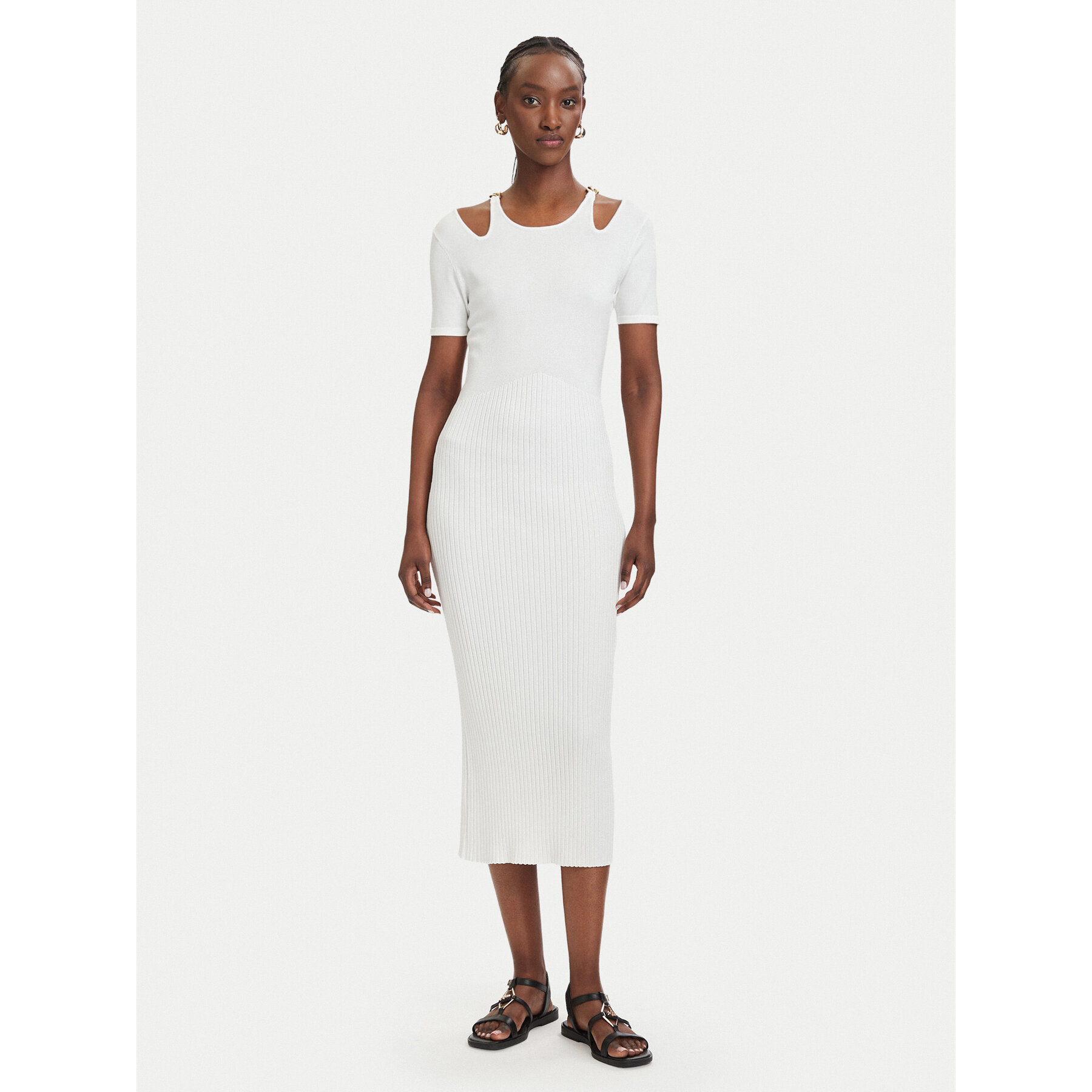 Fracomina Strickkleid FJ26SD5001K56501 Creme Slim Fit