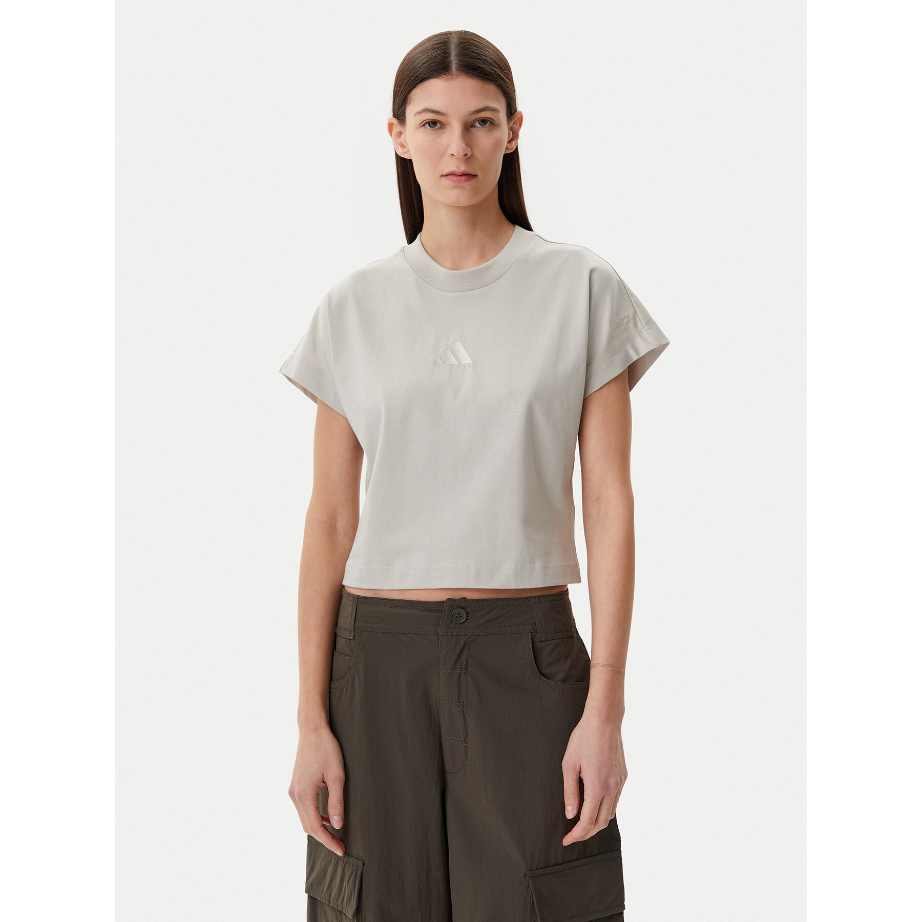 adidas T-Shirt ALL SZN JJ1241 Μπεζ Regular Fit