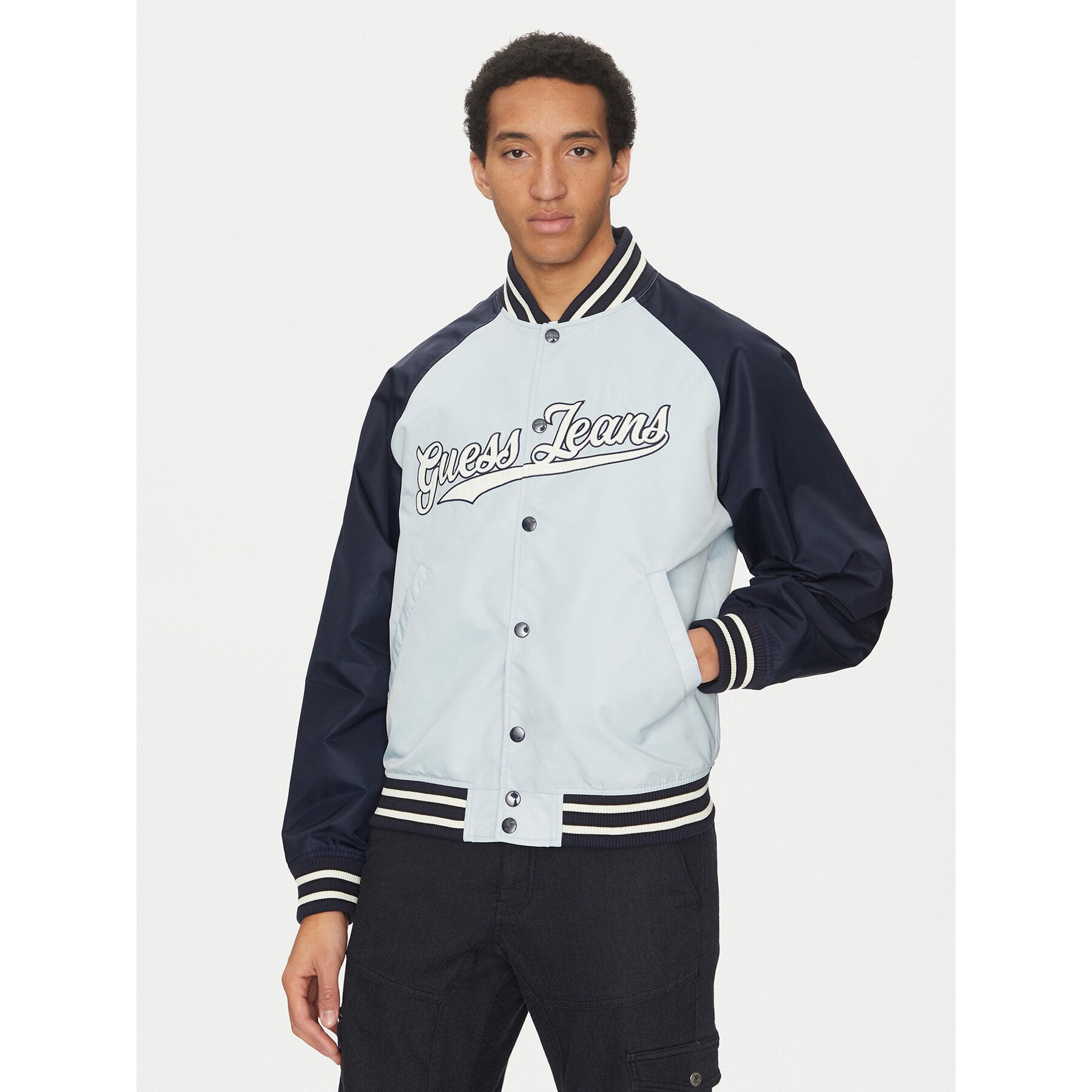 Guess Jeans Bomberjacke M5GL32 WHAA2 Himmelblau Regular Fit