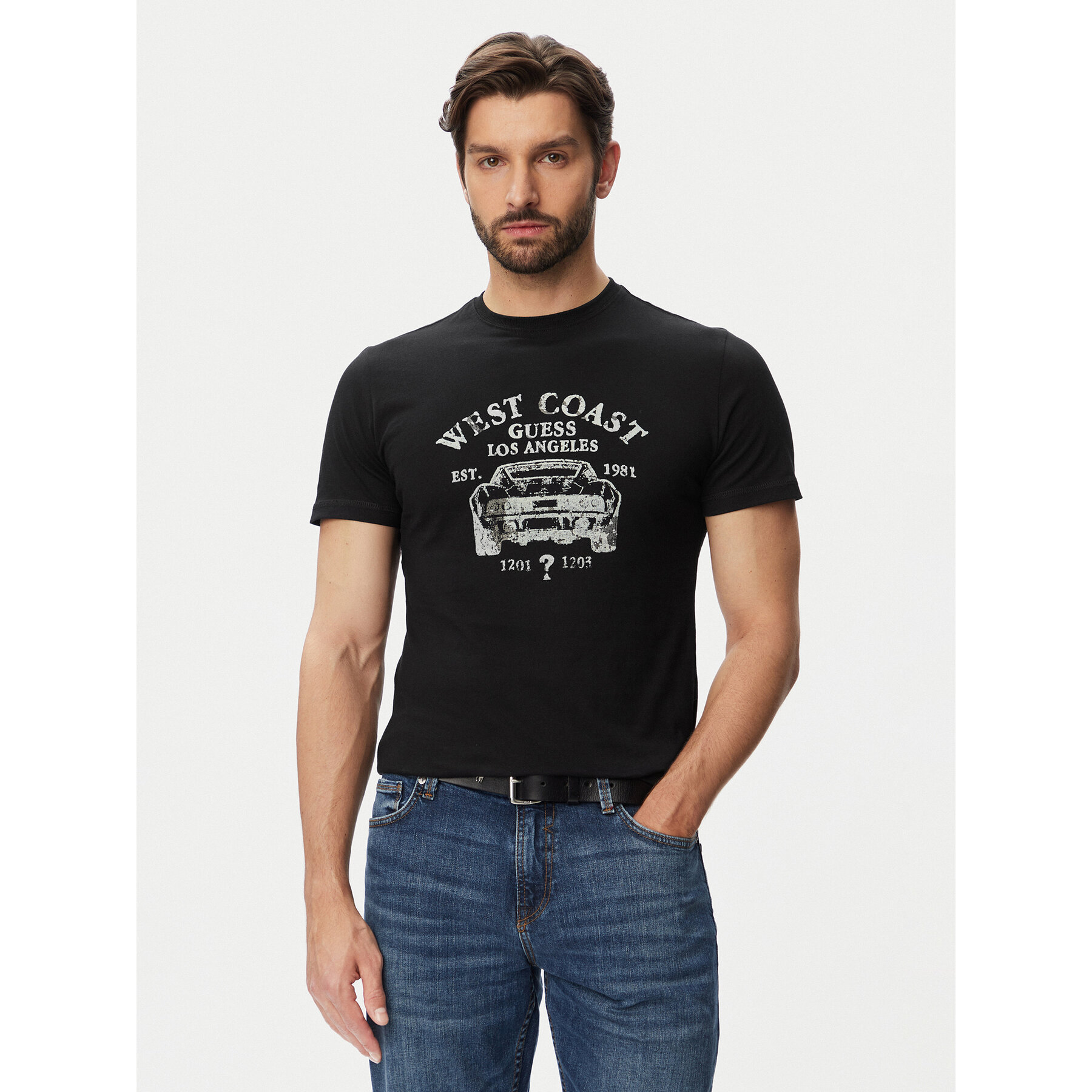 Guess T-shirt M6YI44 K4230 Crna Slim Fit
