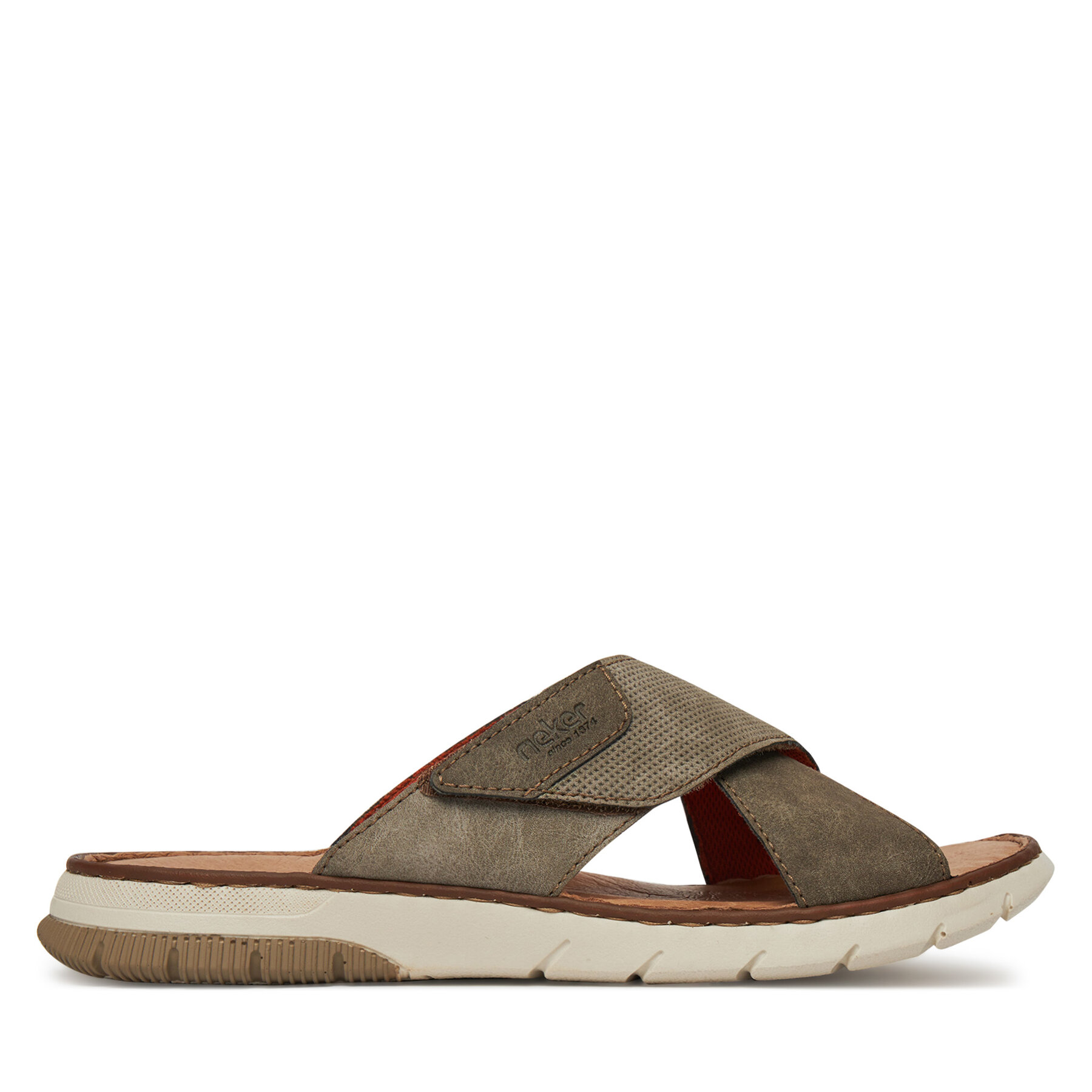 Herren Pantoletten Rieker, Schuhgröße 41, Beige, 25283-25