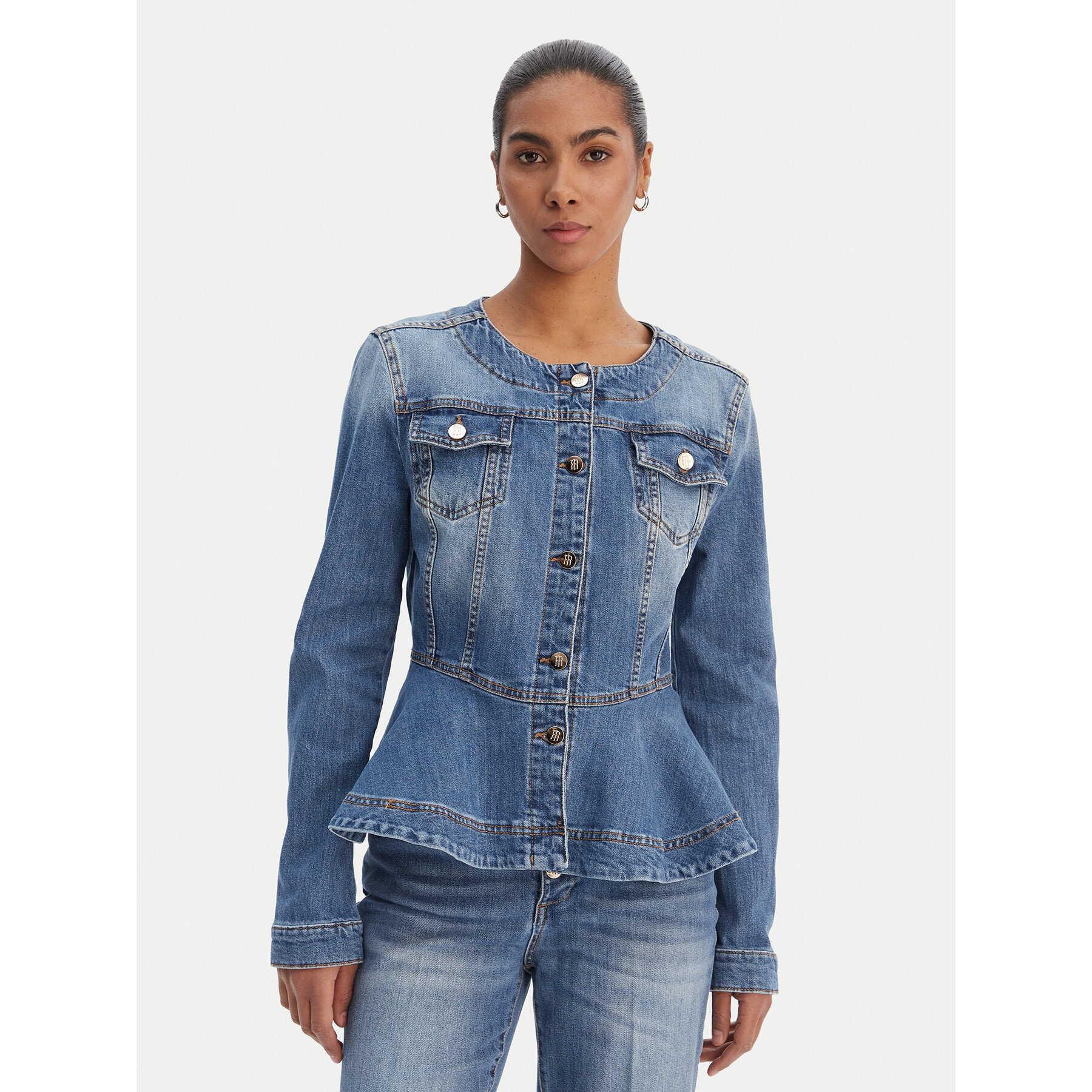 Fracomina Jeansjacke FR26SJ4007D40902 Blau Regular Fit