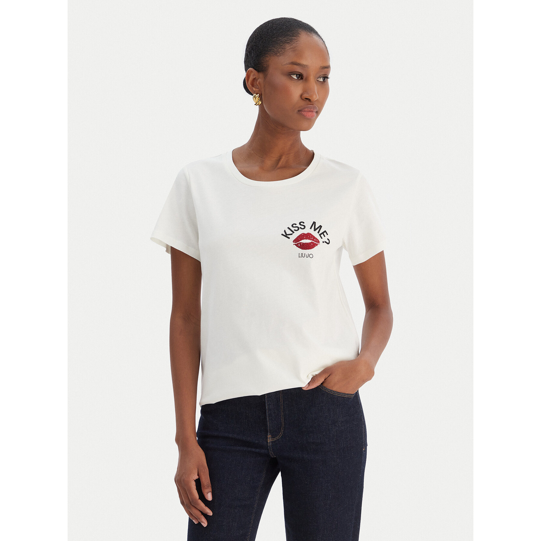 Liu Jo Sport T-Shirt TF5275 JS923 Écru Regular Fit