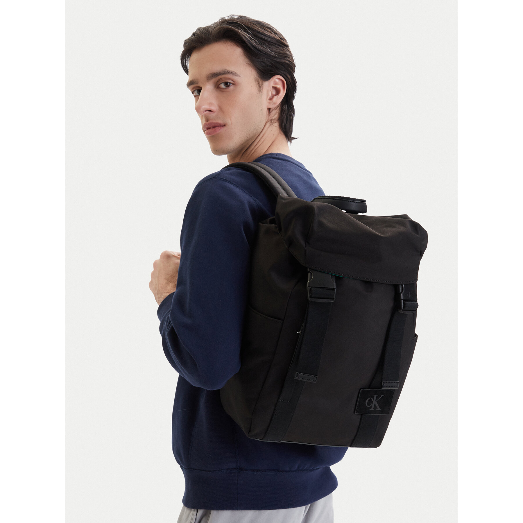 Rucsac Calvin Klein Canvas Mix Backpack LV04D3364G Negru