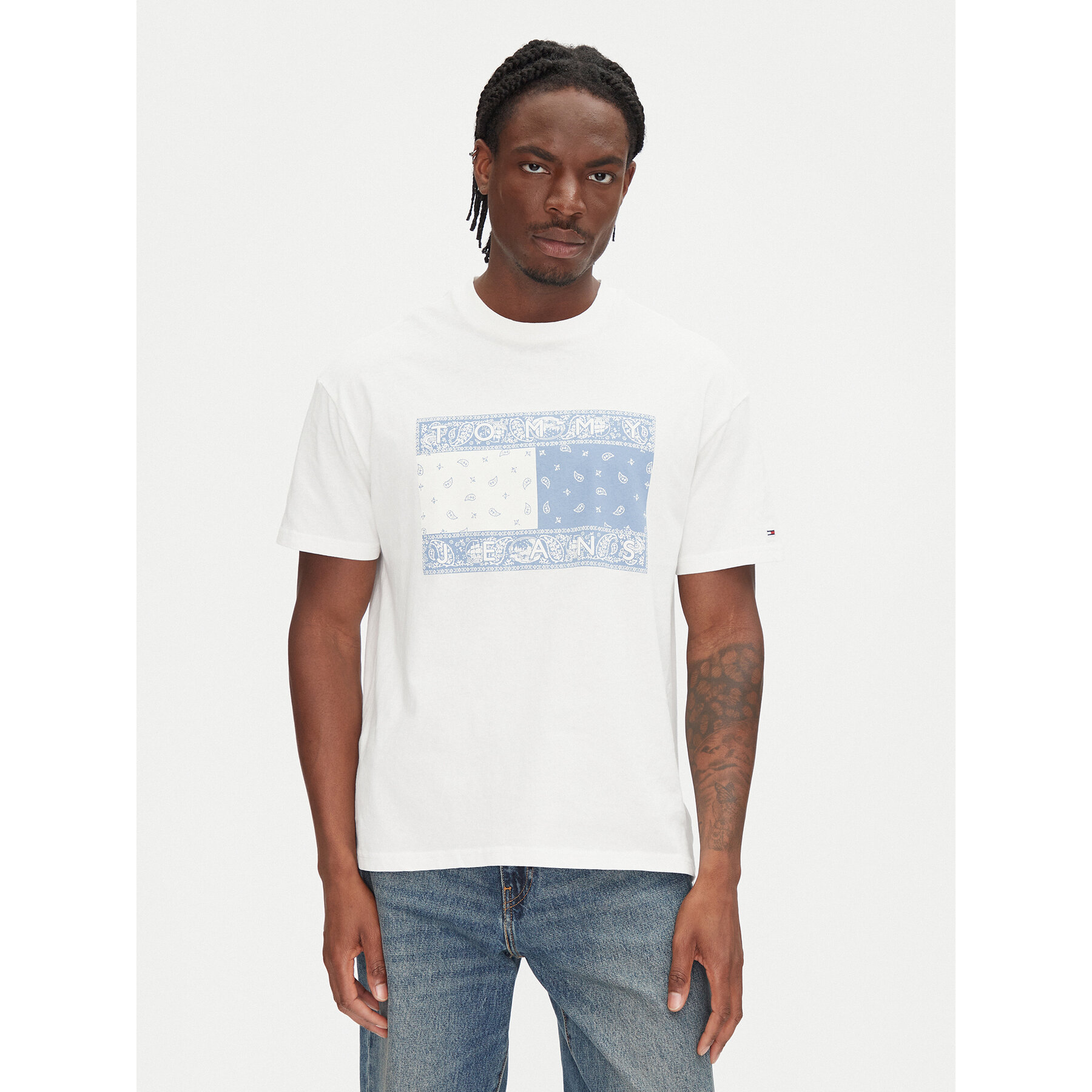 Tommy Jeans Póló Paisley Flag DM0DM20810 Ekru Relaxed Fit