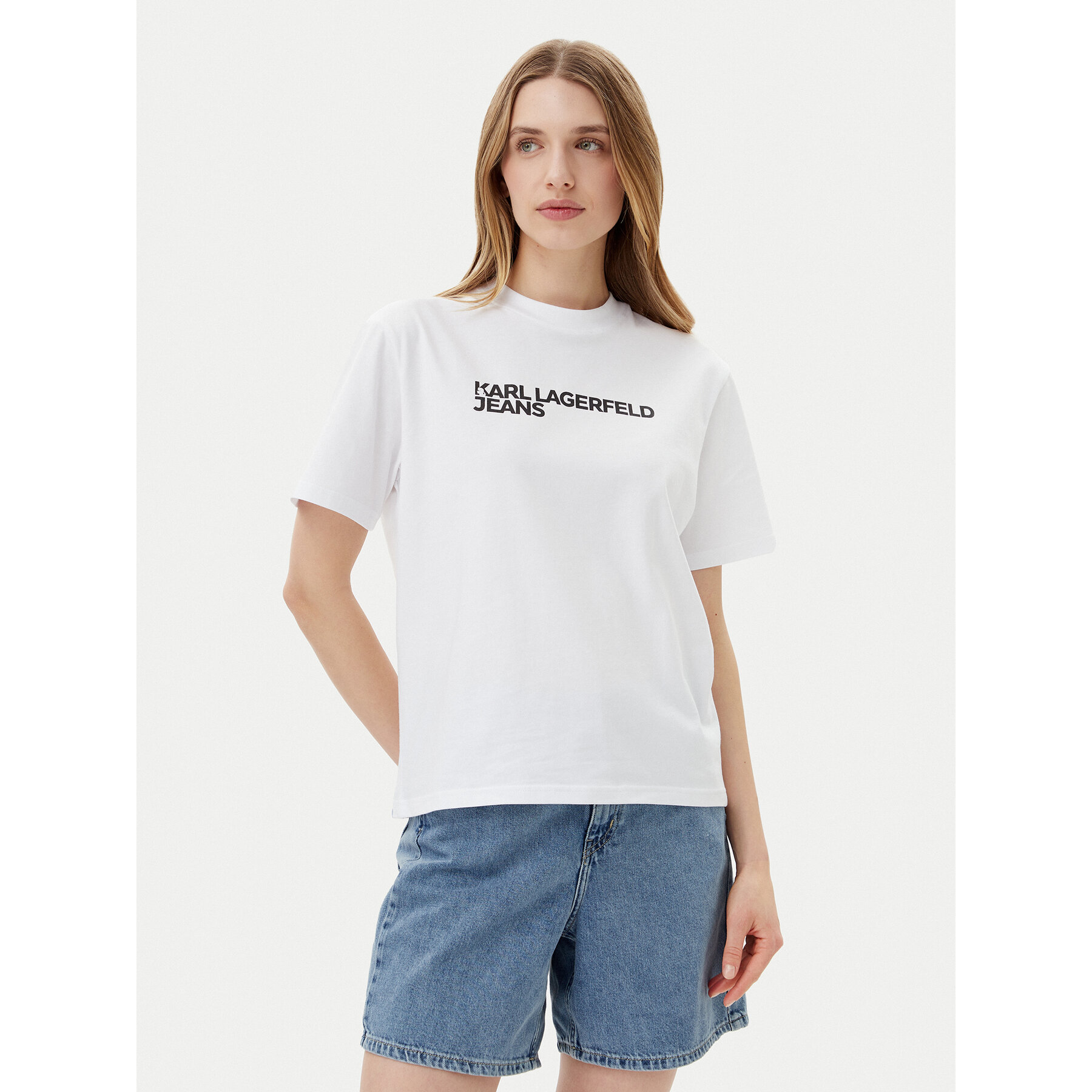 Karl Lagerfeld Jeans T-shirt A1W17005 Bijela Relaxed Fit