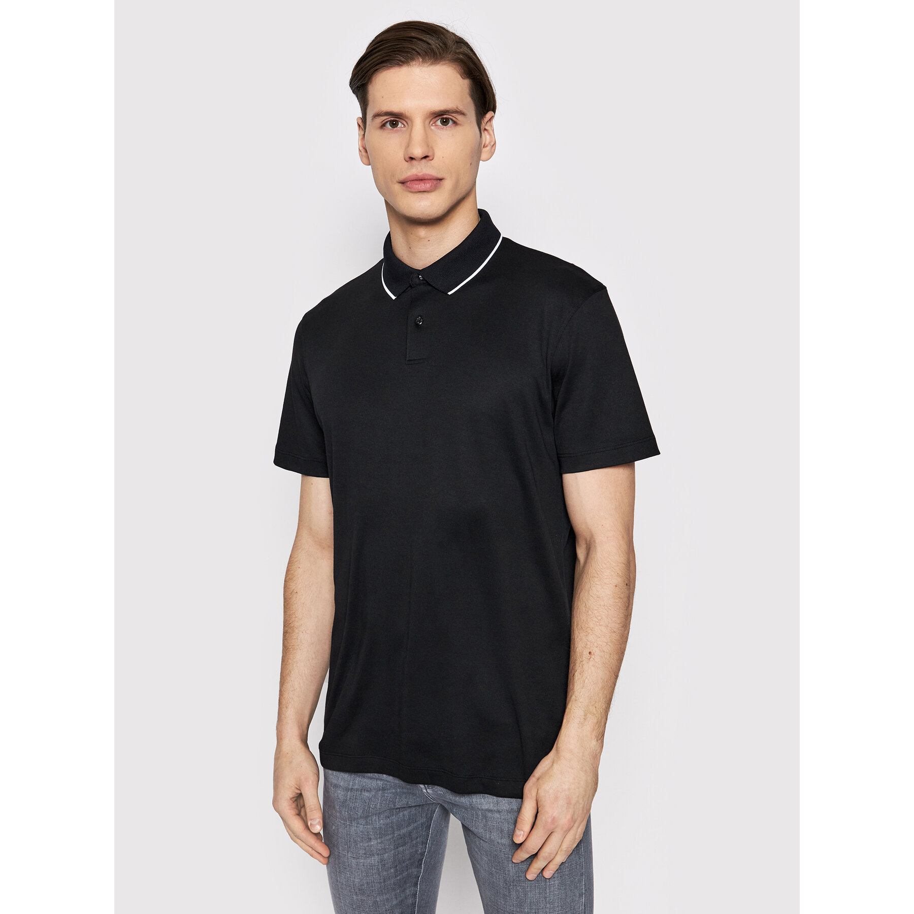 Selected Homme Pólóing Leroy 16082844 Fekete Regular Fit