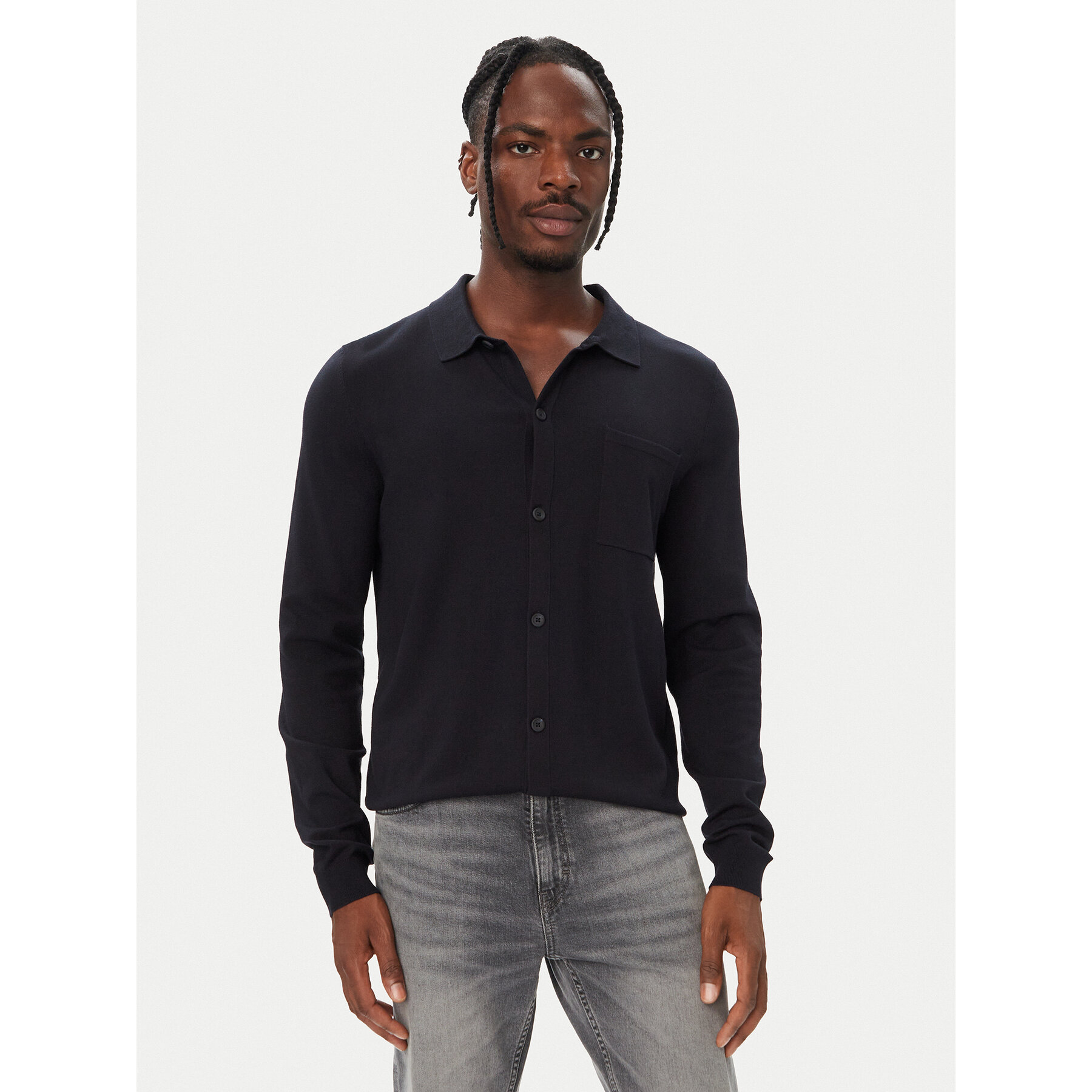HUGO Strickjacke San Jordan 50553663 Dunkelblau Regular Fit