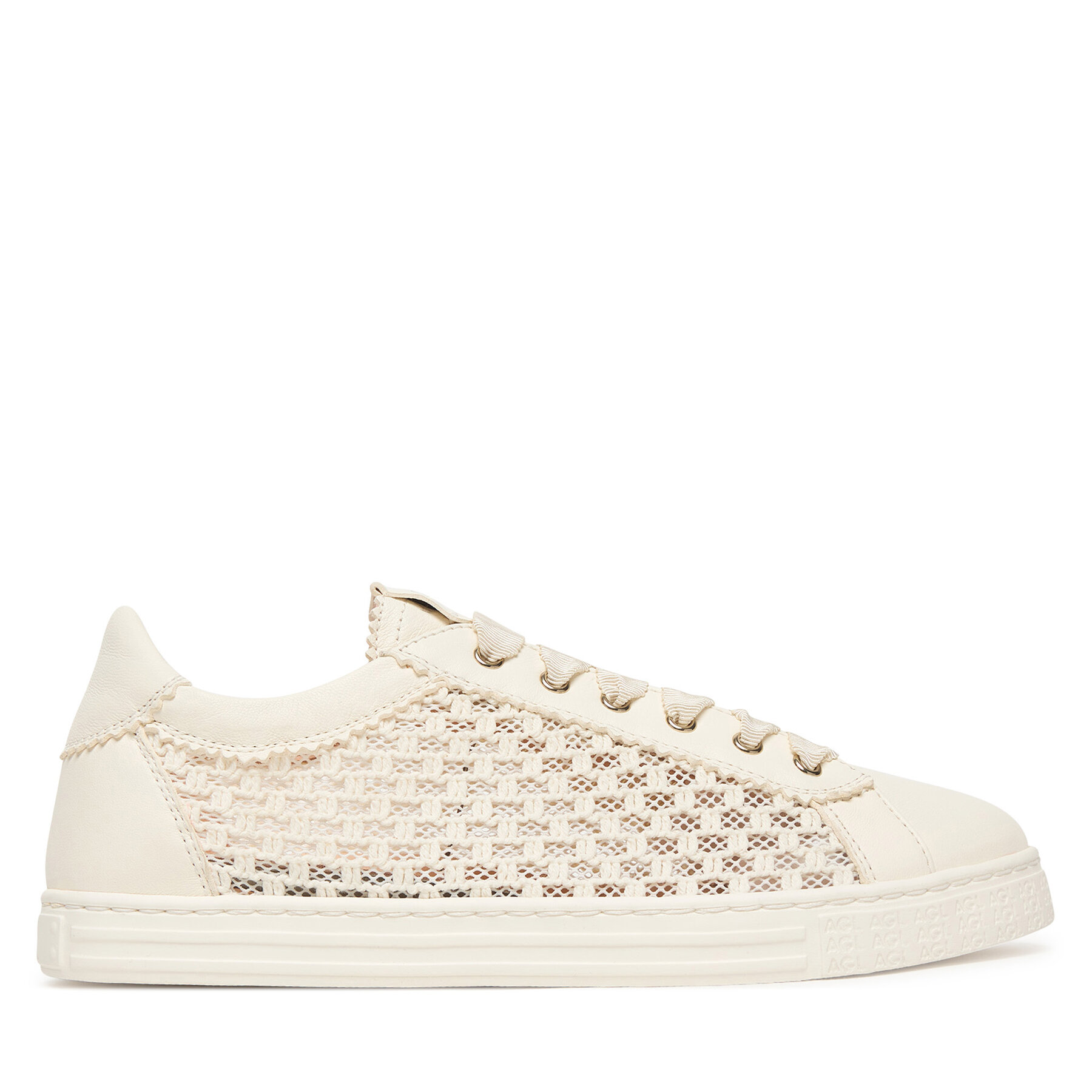 Sneakersy AGL Sade Plots D936133PGK7645B239 Écru