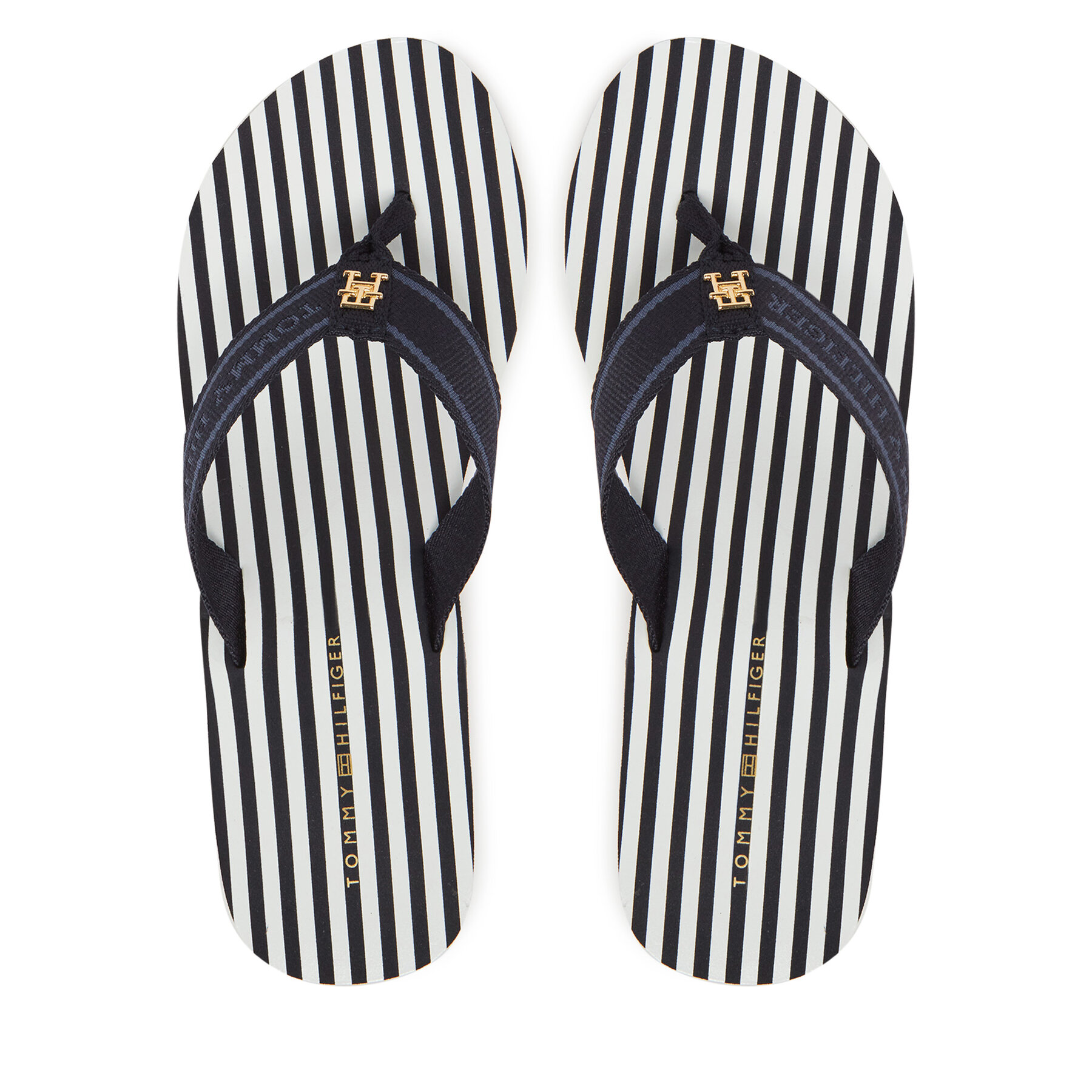 Čības uz pirksta Tommy Hilfiger Th Stripes Wedge Beach Sandal FW0FW08521 Zils