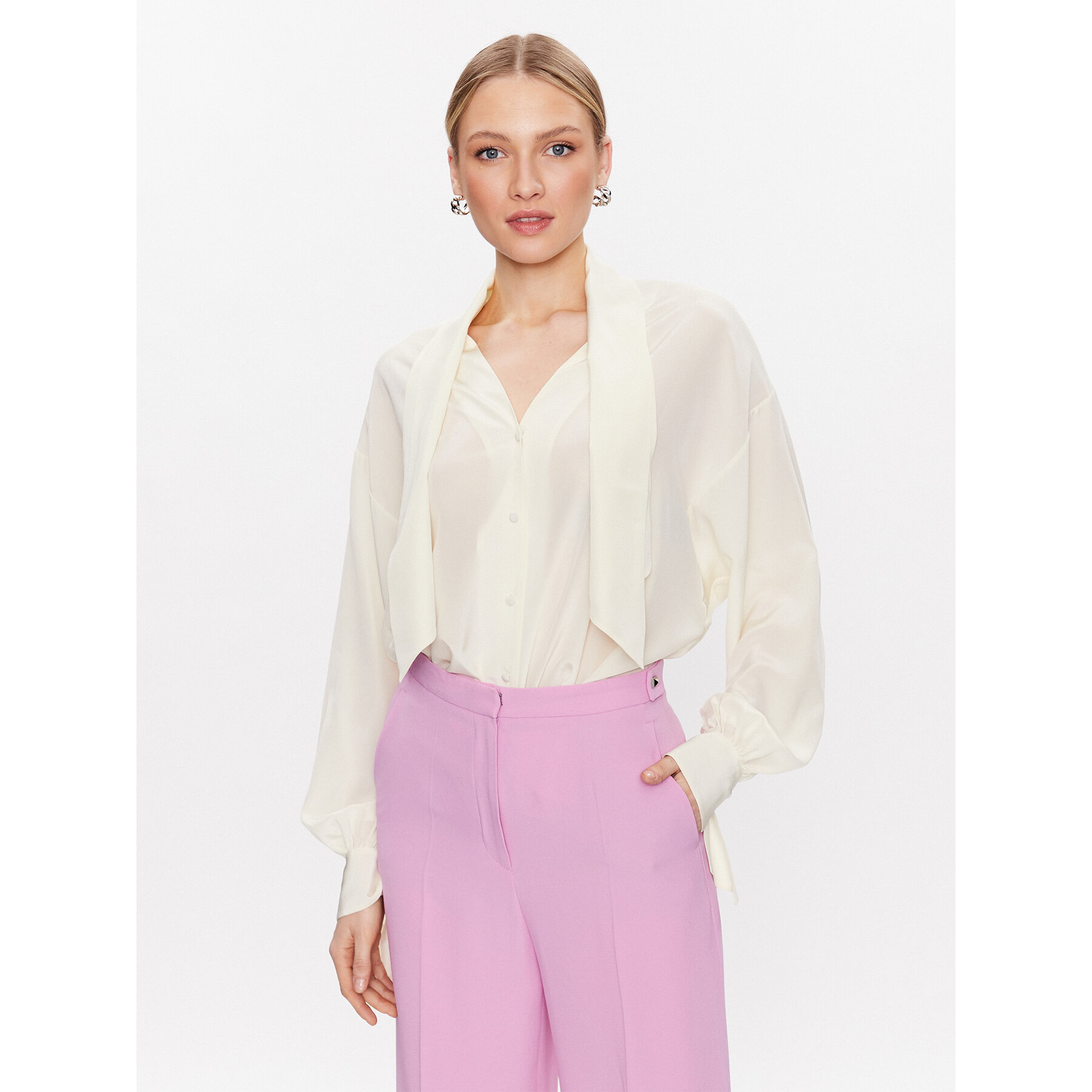 BOSS Bluse 50483312 Écru Relaxed Fit