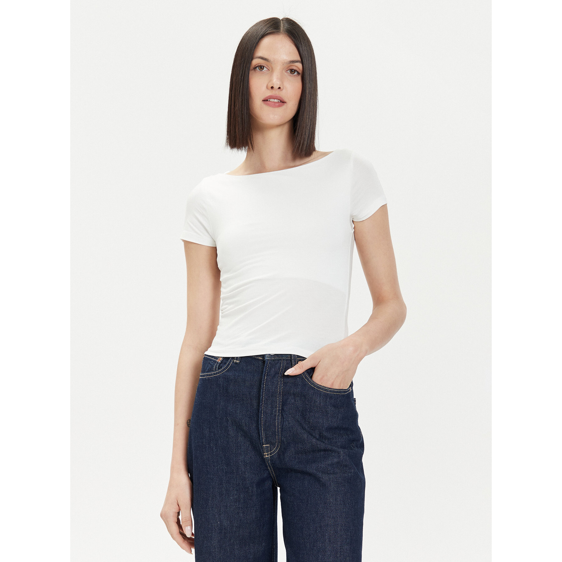 Gina Tricot Gina Tricot T-Shirt 21319 Λευκό Slim Fit