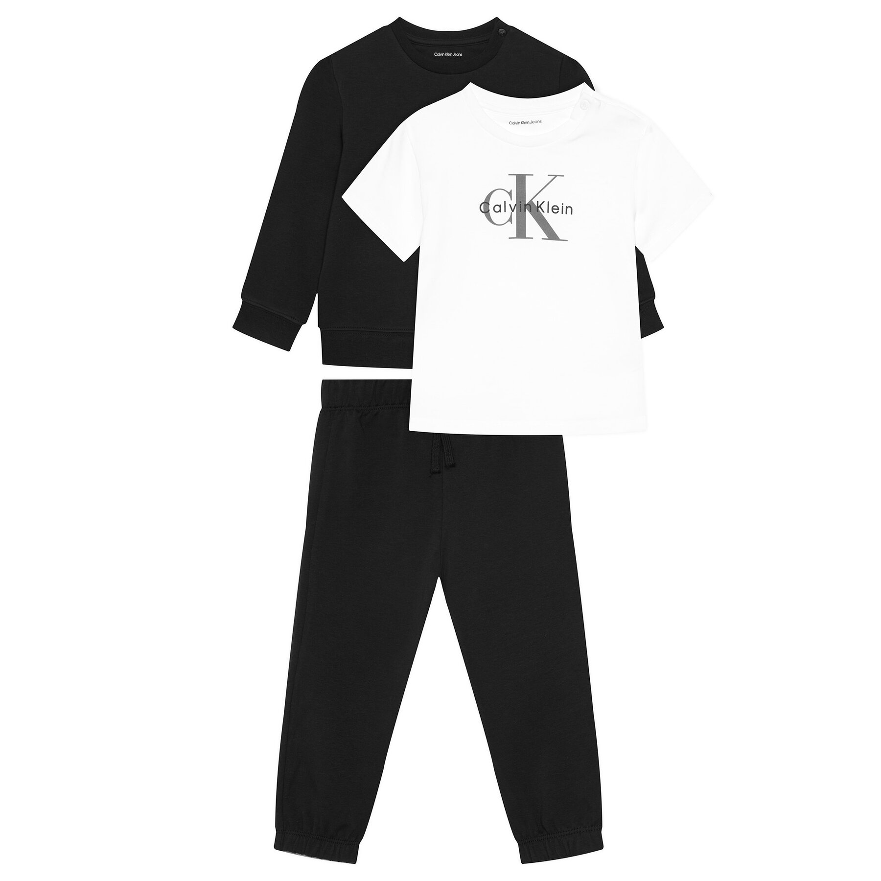 Calvin Klein Jeans Set majica dugih rukava, majica i hlače Monogram IN0IN00336 Crna Regular Fit