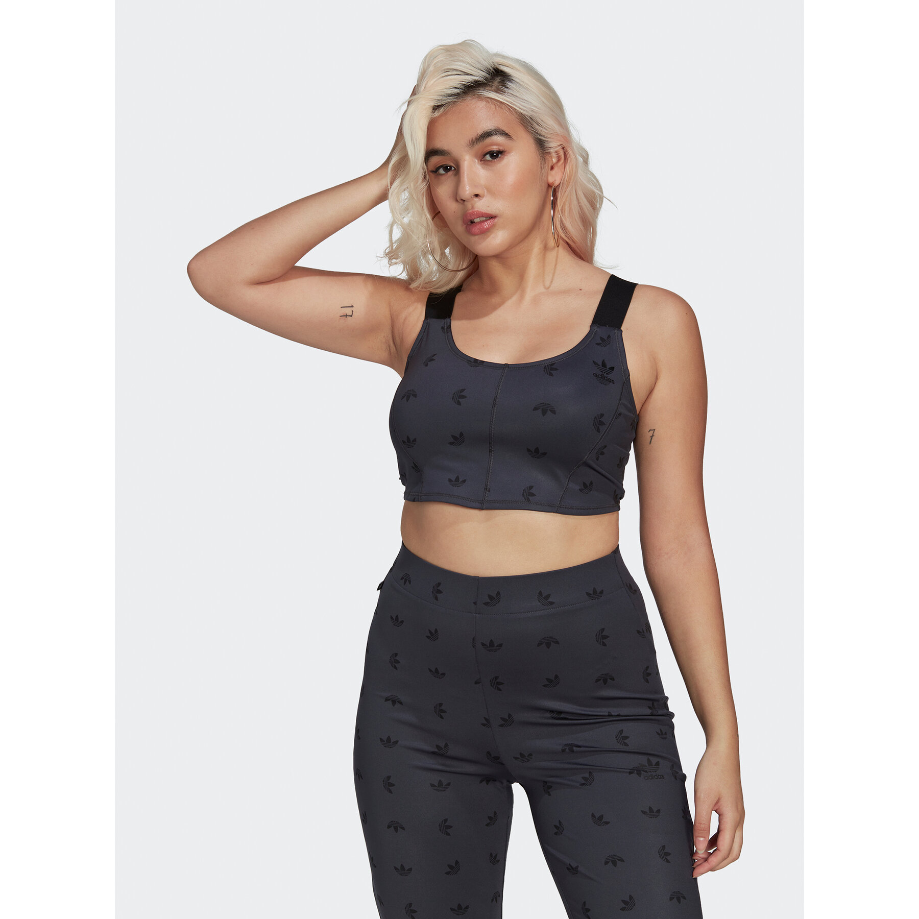 adidas Felső Allover Print Corset HL9159 Szürke Slim Fit