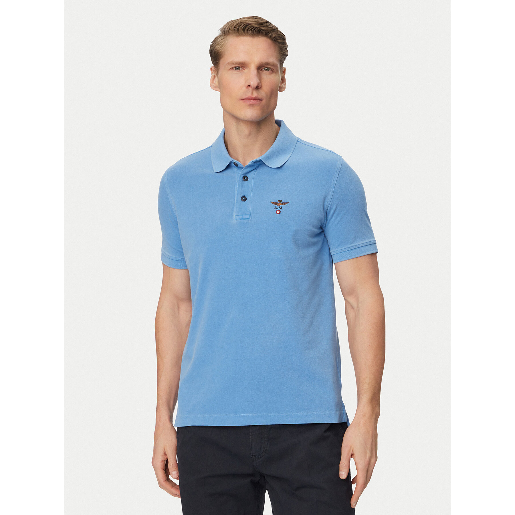 Aeronautica Militare Poloshirt 261PO1925UP00406 Himmelblau Regular Fit