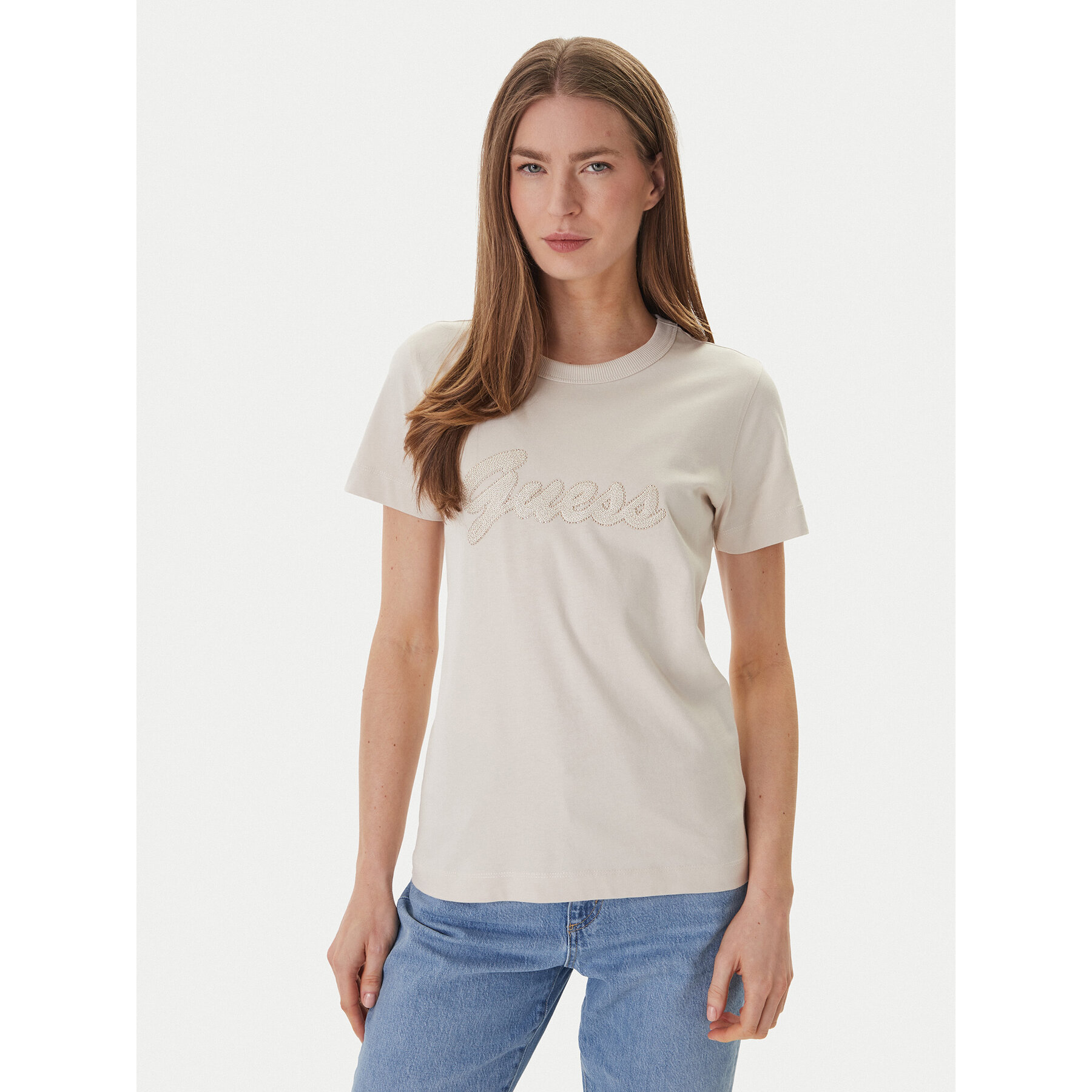Guess T-shirt W6GI08 K3023 Bež Regular Fit