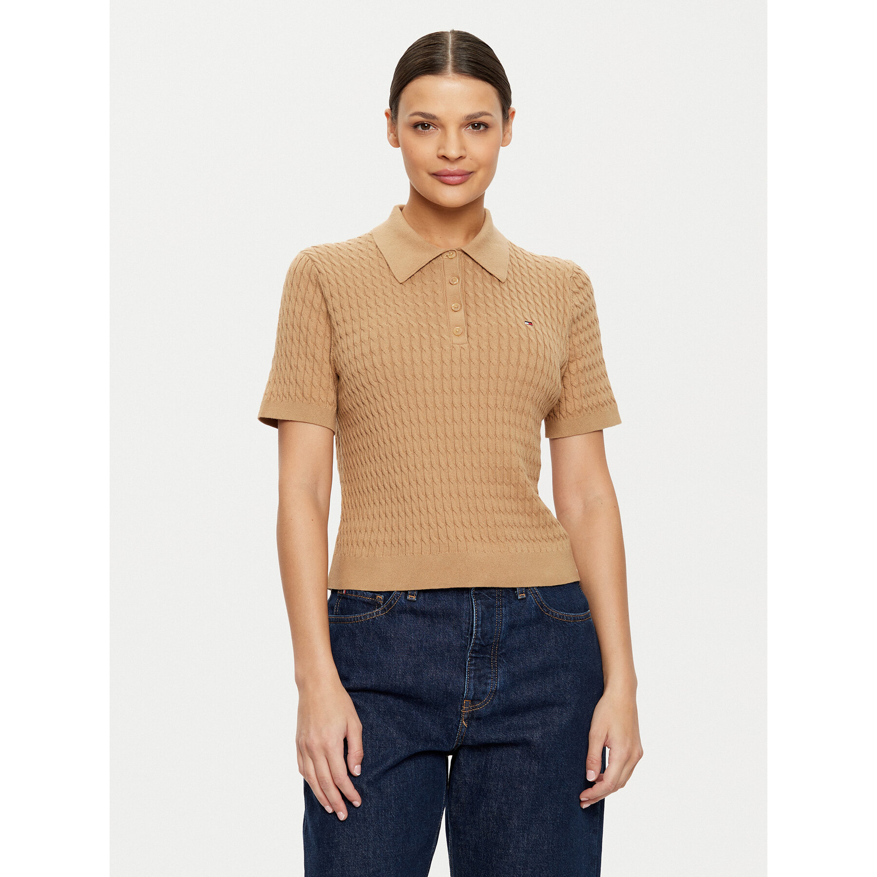 Tommy Hilfiger Polo majica WW0WW43957 Bež Regular Fit