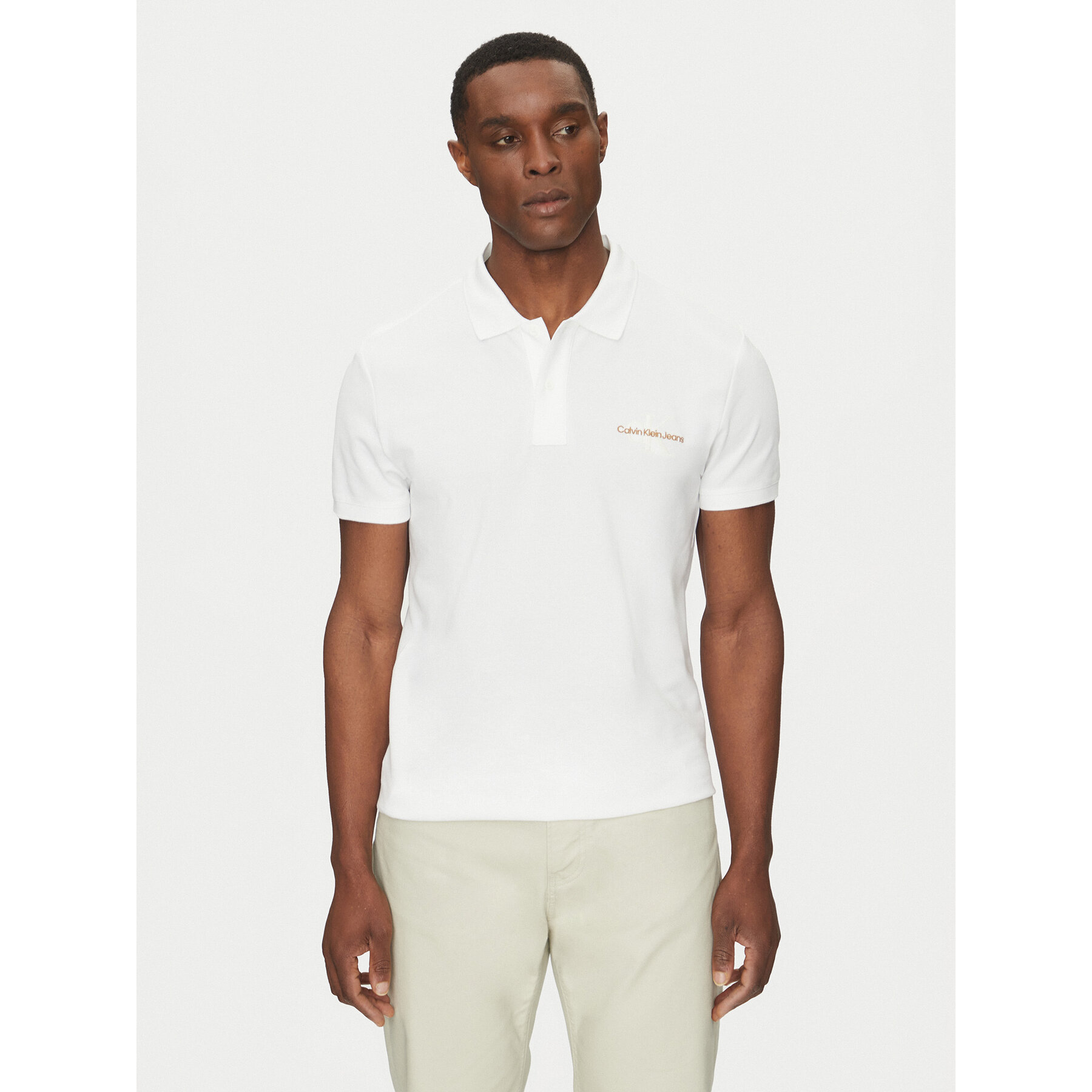 Calvin Klein Jeans Pólóing Monologo J30J325664 Fehér Regular Fit